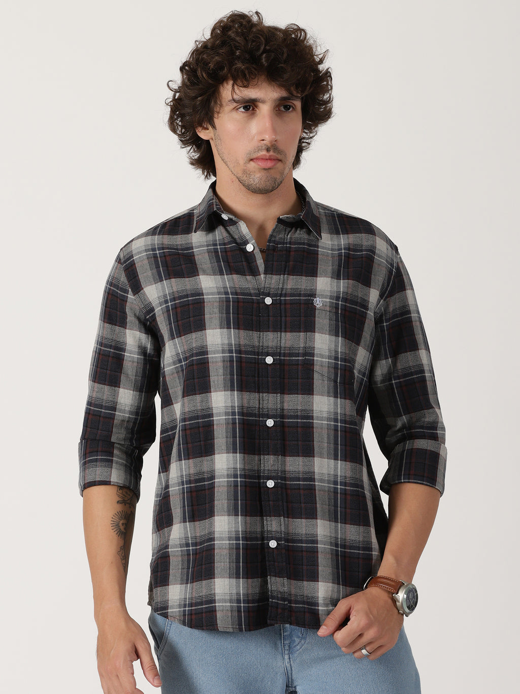 Grey & Black Checked Shirt