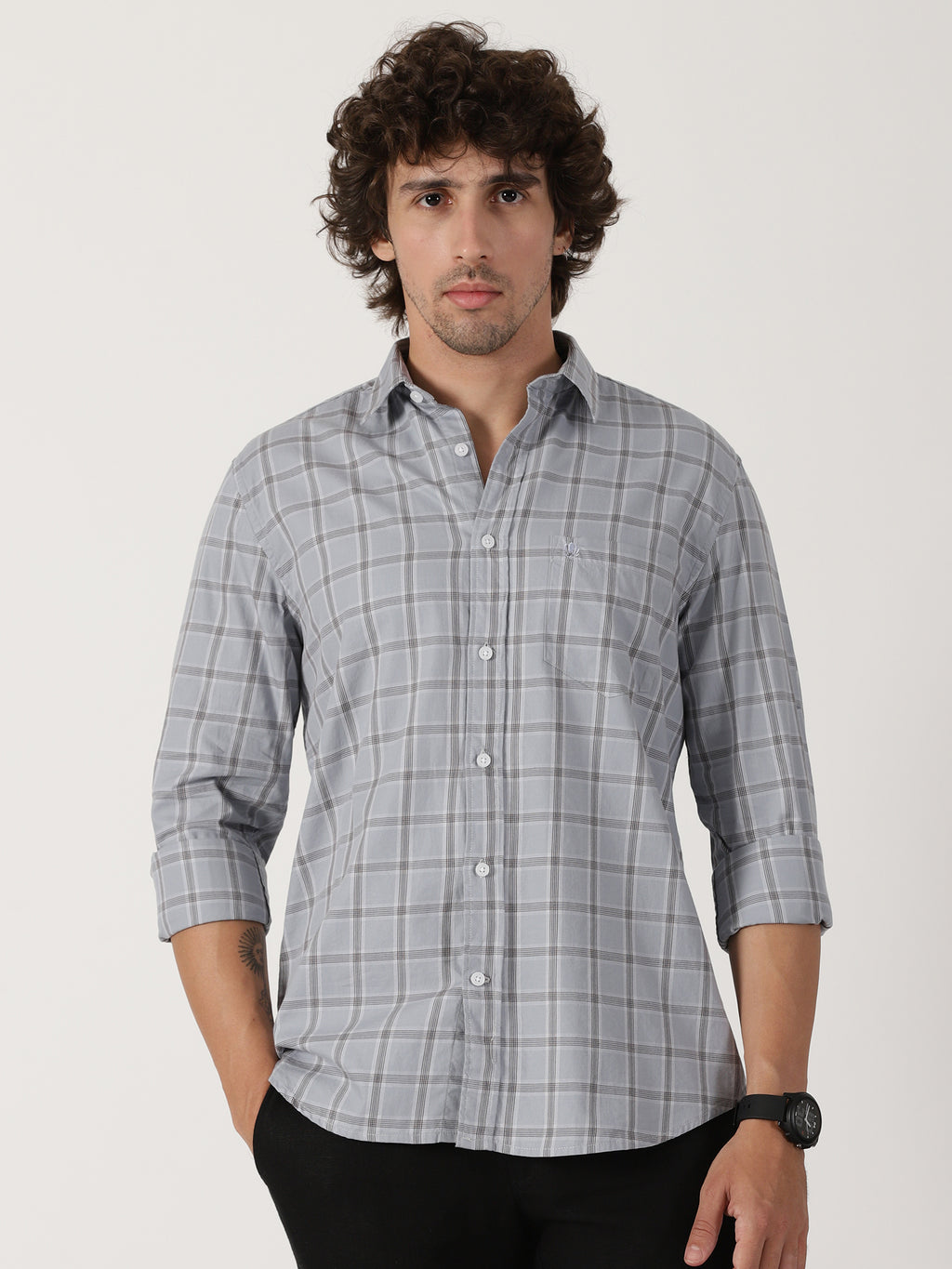 Light Grey Checked Shirt
