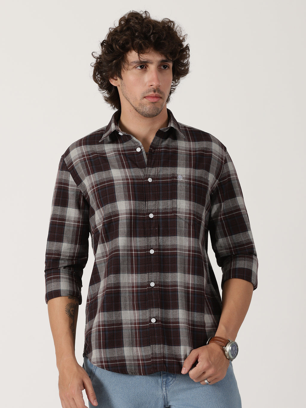 Brown & Grey Checked Shirt