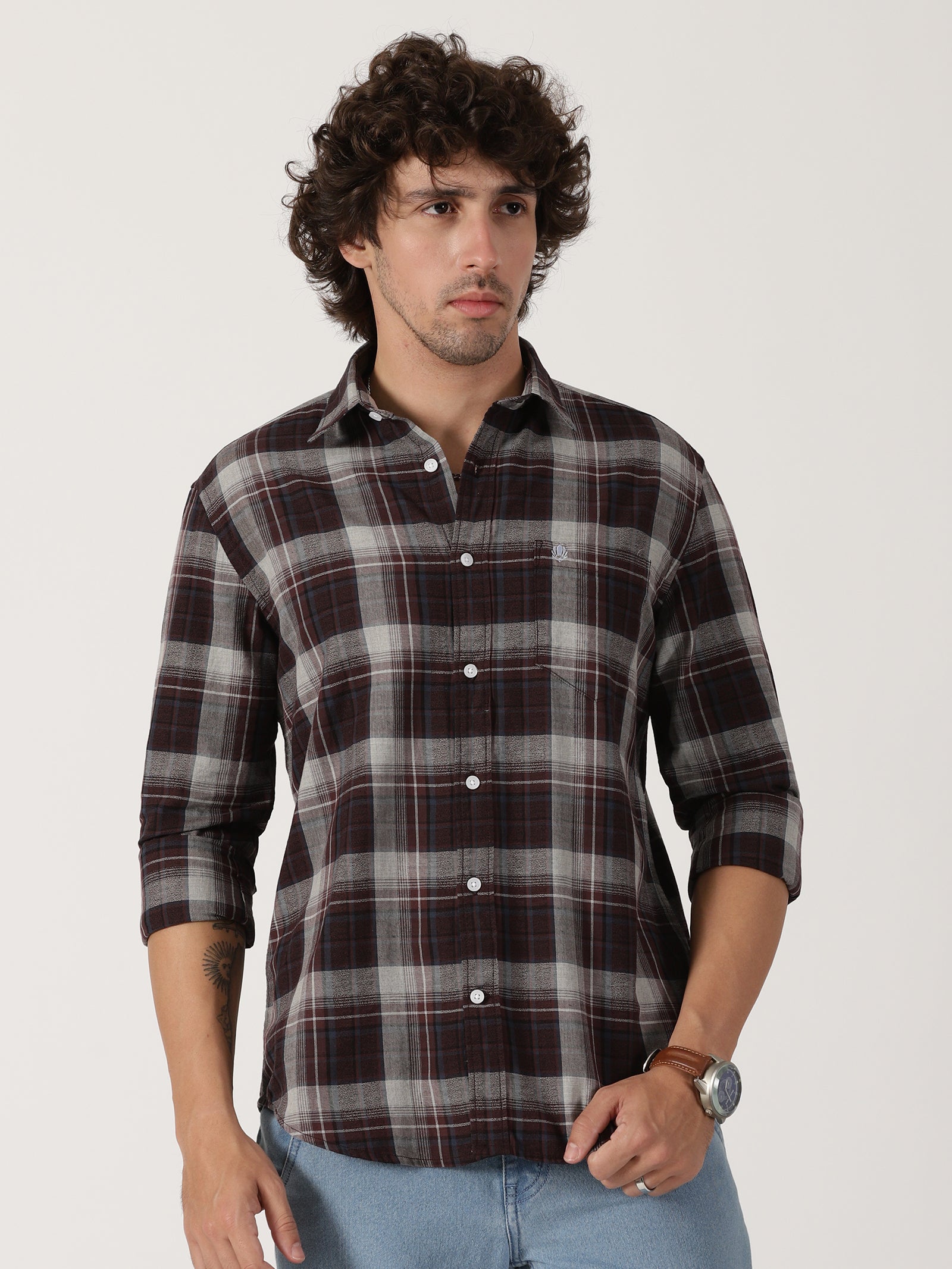Brown & Grey Checked Shirt