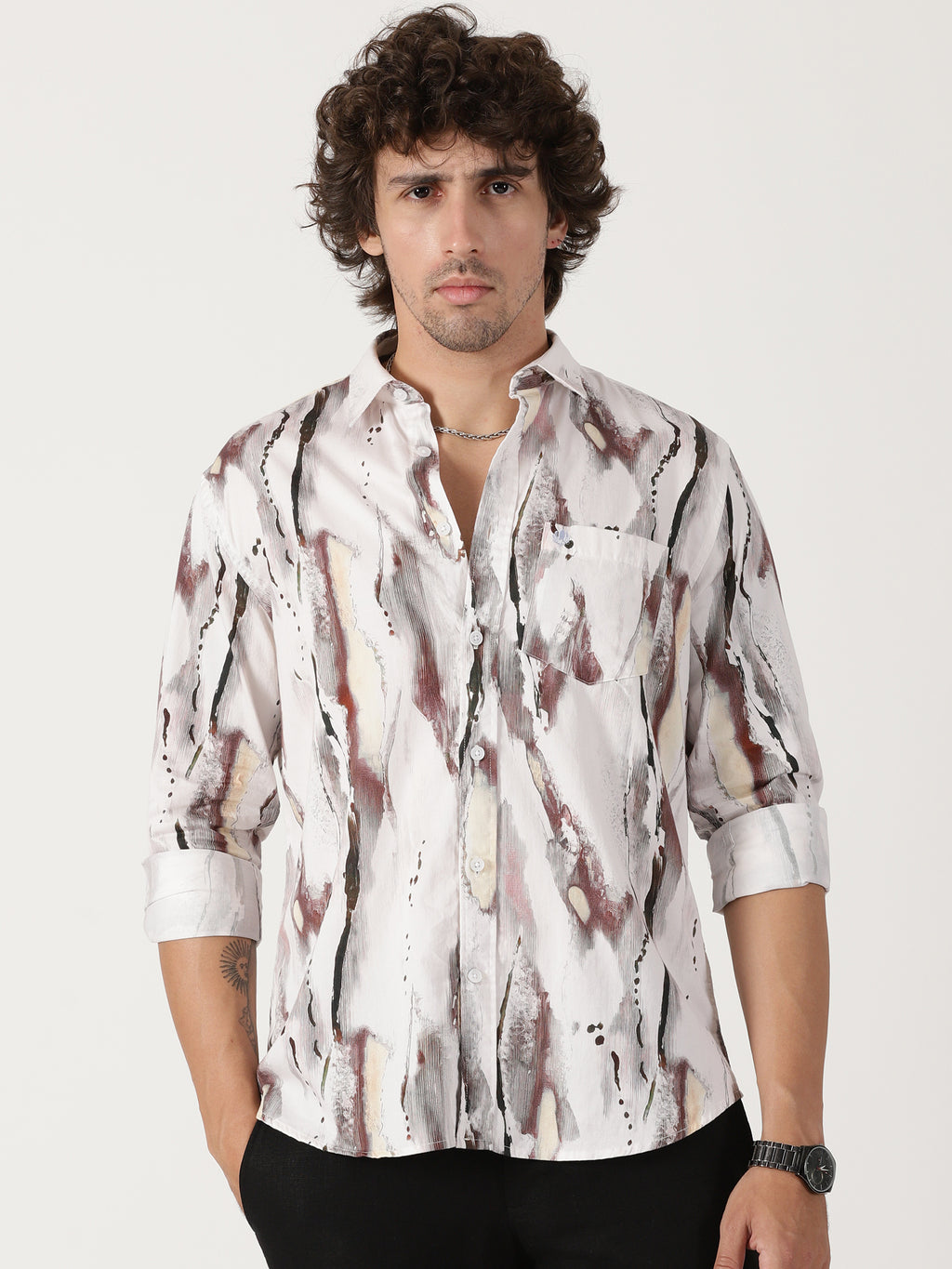 Abstract Brush Print Shirt