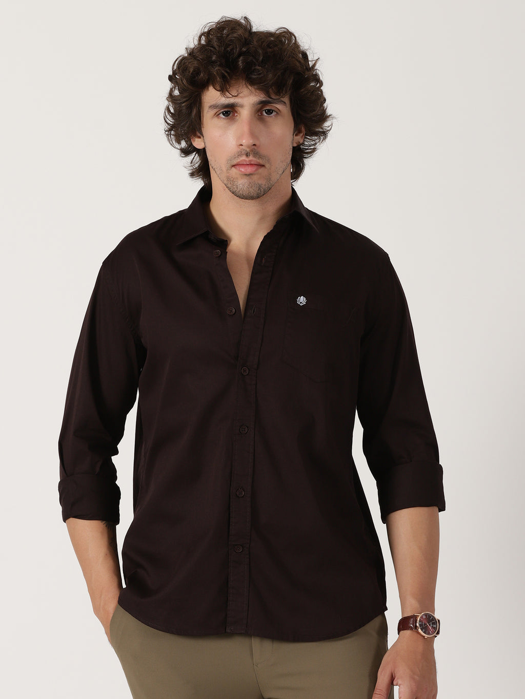 Dark Brown Solid Shirt