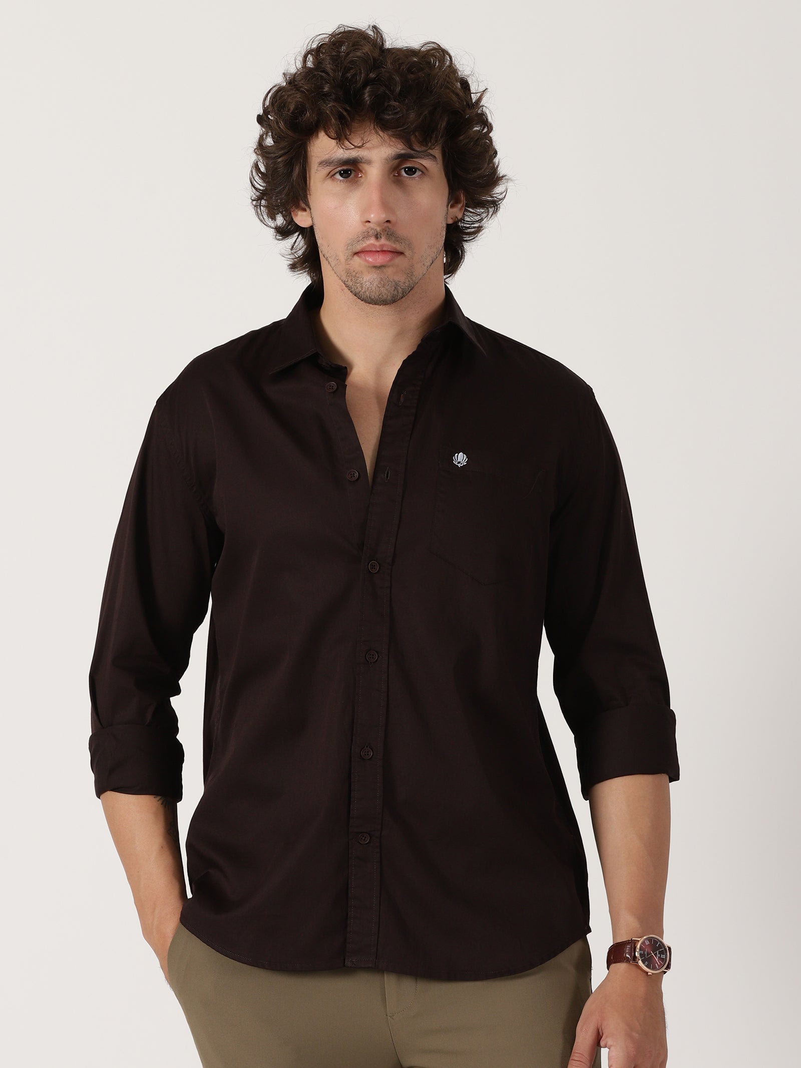 Dark Brown Solid Shirt