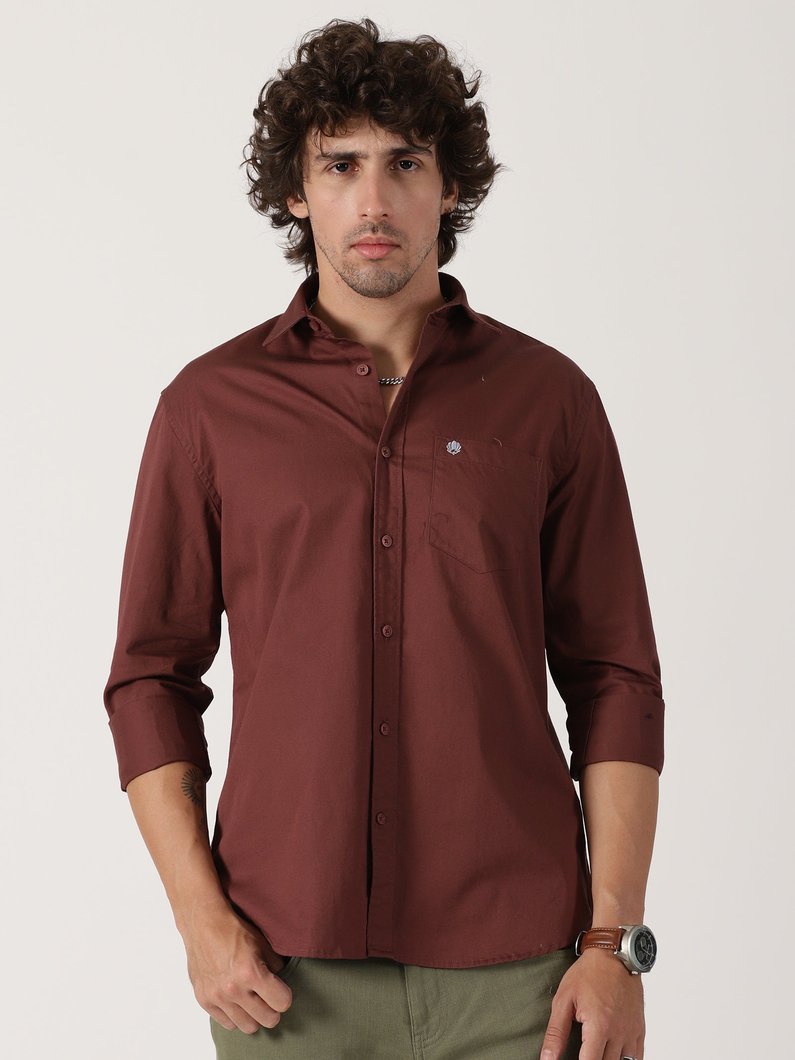Maroon Solid Shirt