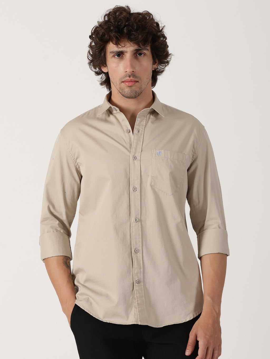 Beige Solid Shirt