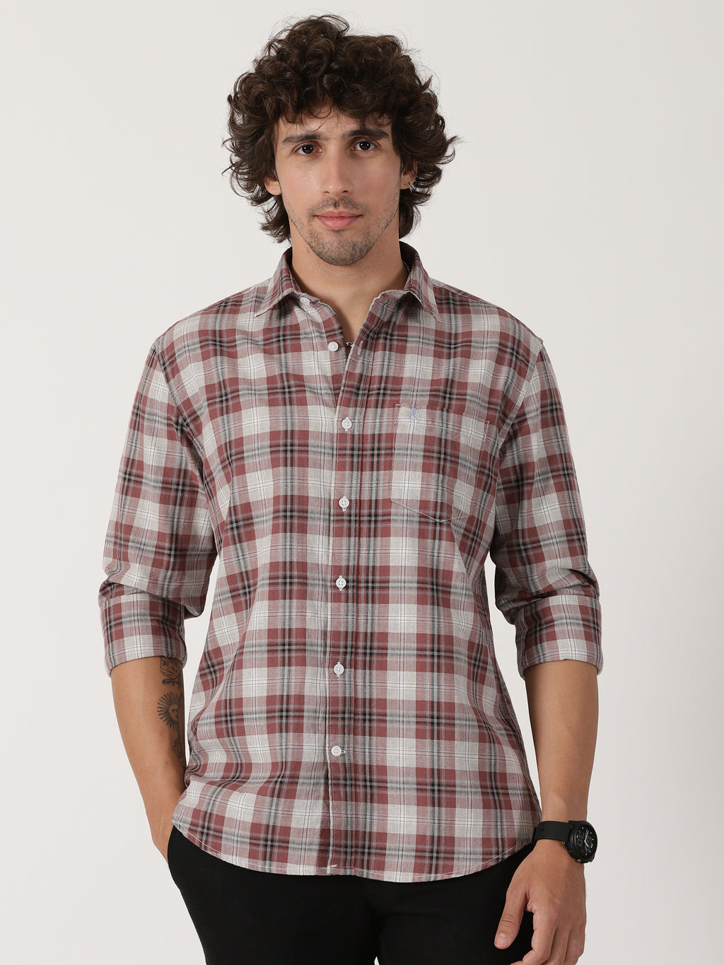 Maroon Checked Shirt