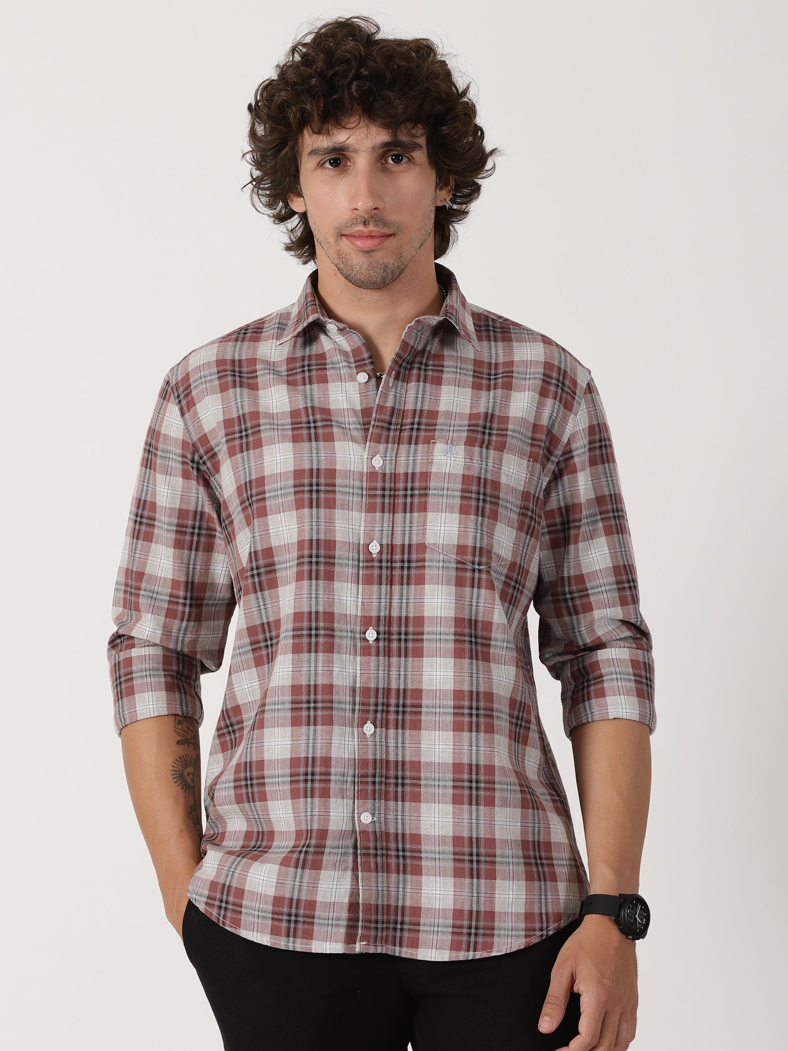 Maroon Checked Shirt
