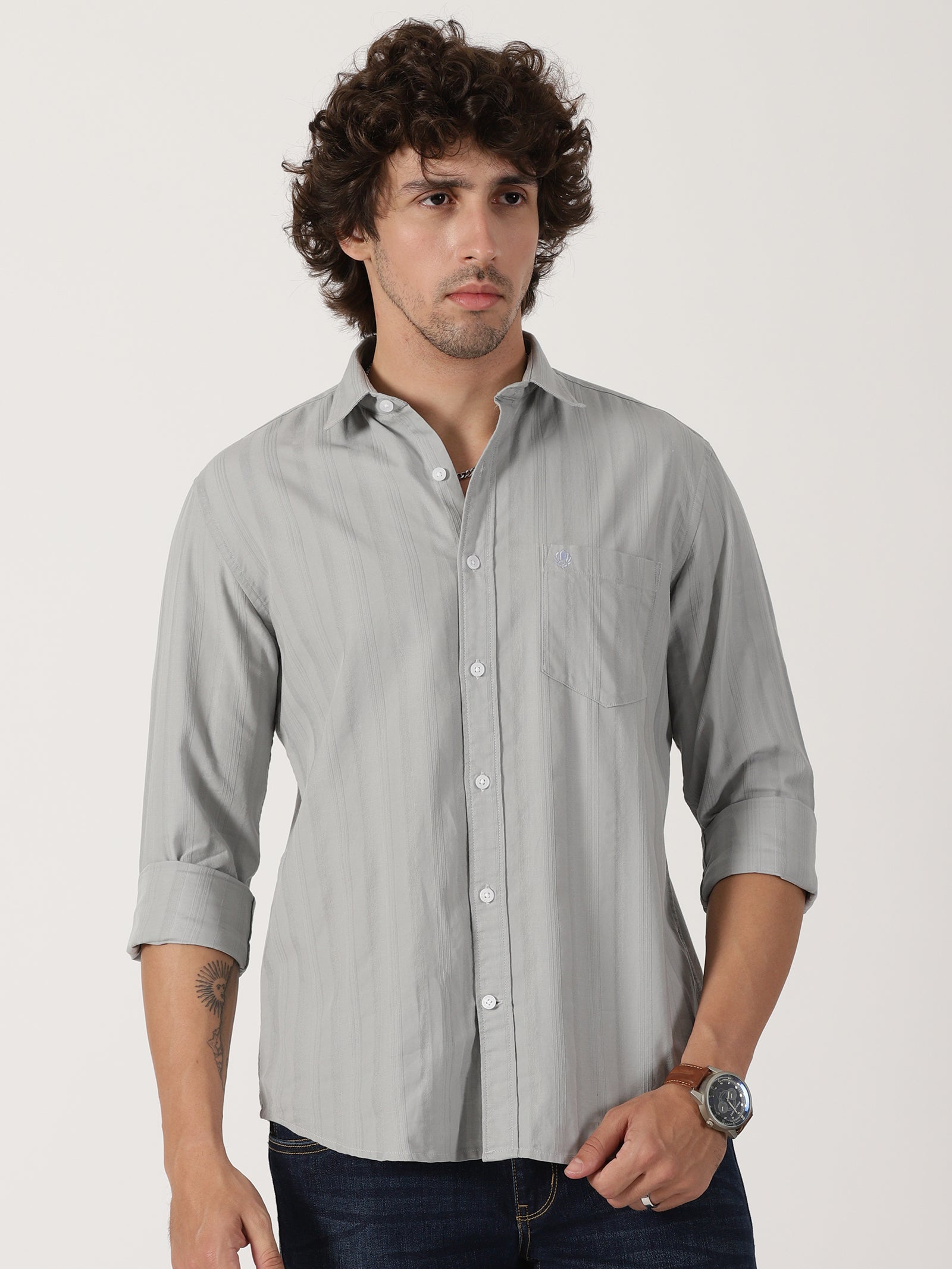 Light Grey Textured Shirt