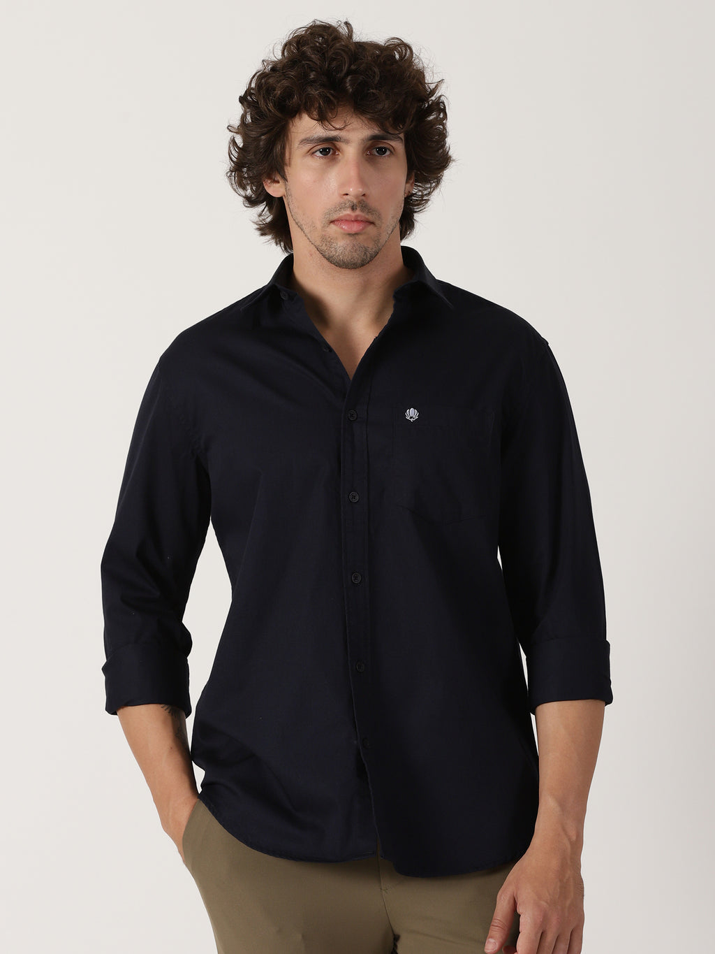 Navy Blue Solid Shirt
