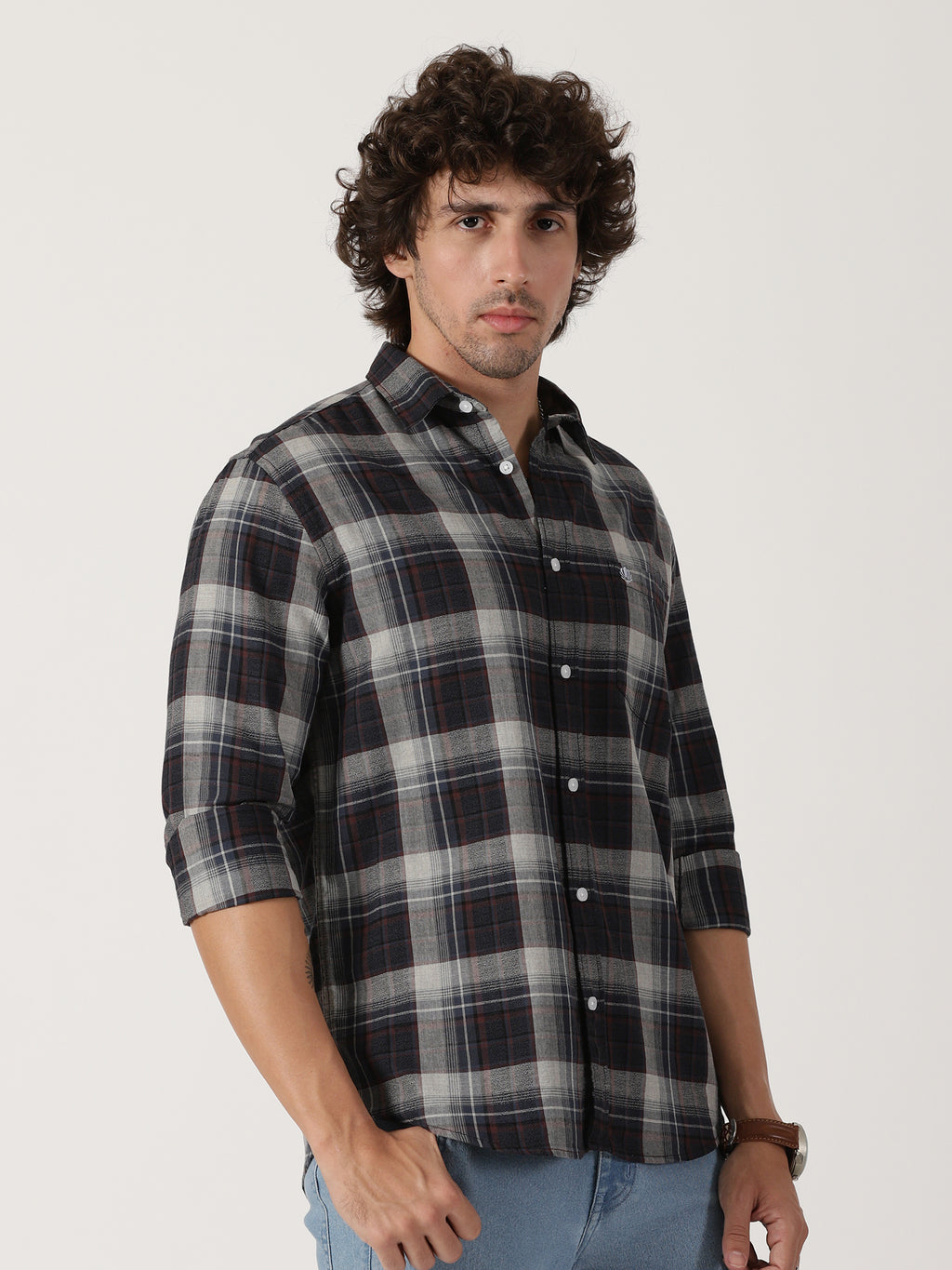 Grey & Black Checked Shirt
