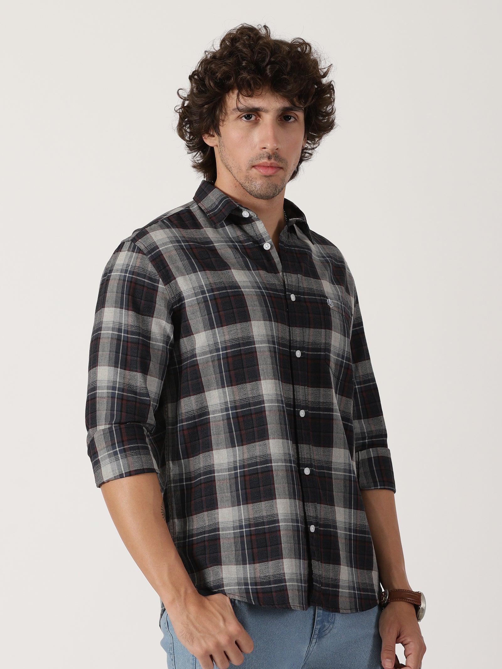 Grey & Black Checked Shirt