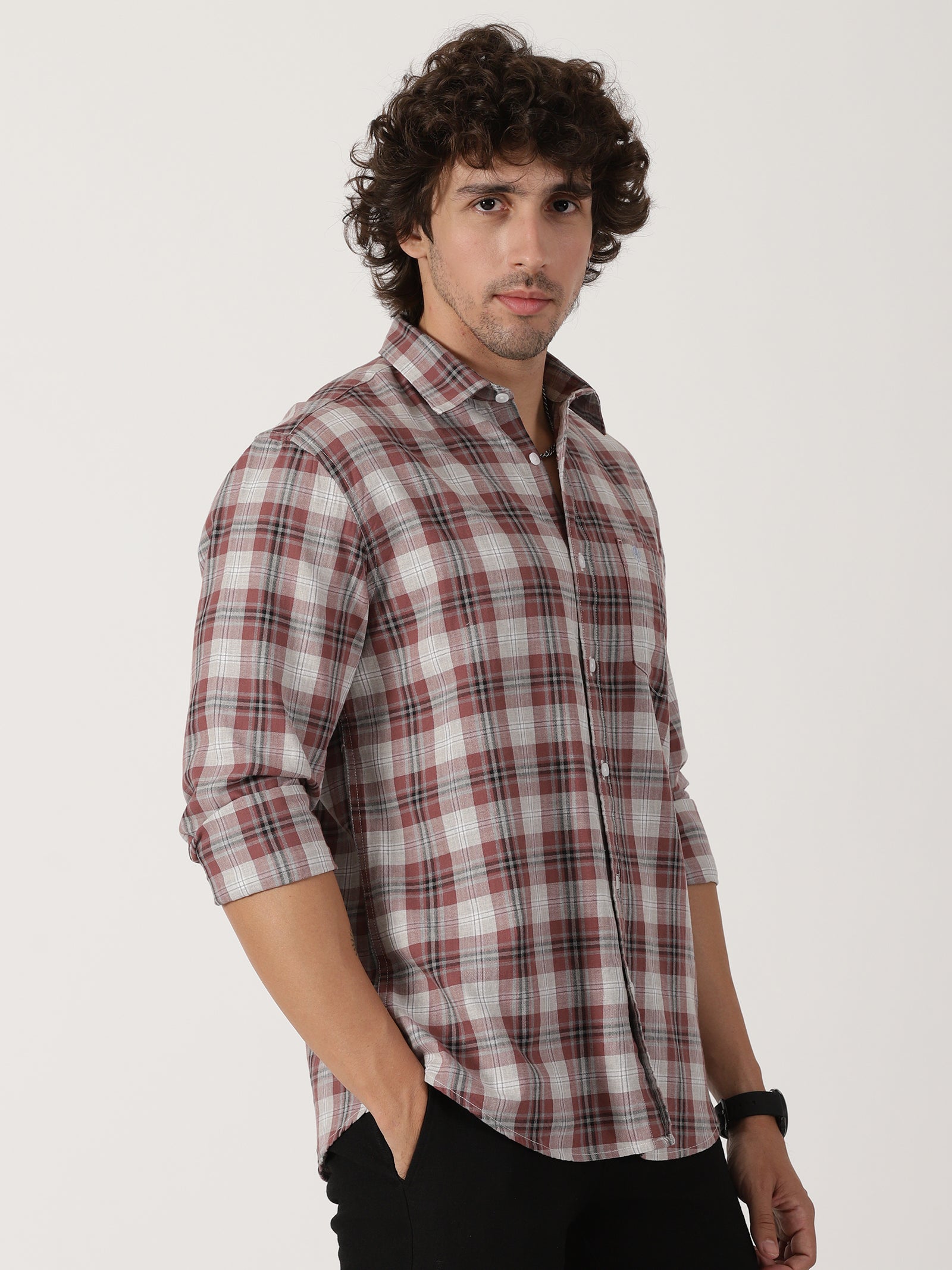 Maroon Checked Shirt