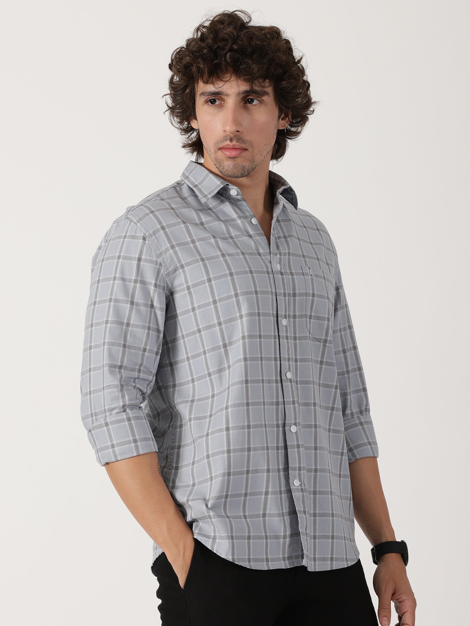 Light Grey Checked Shirt