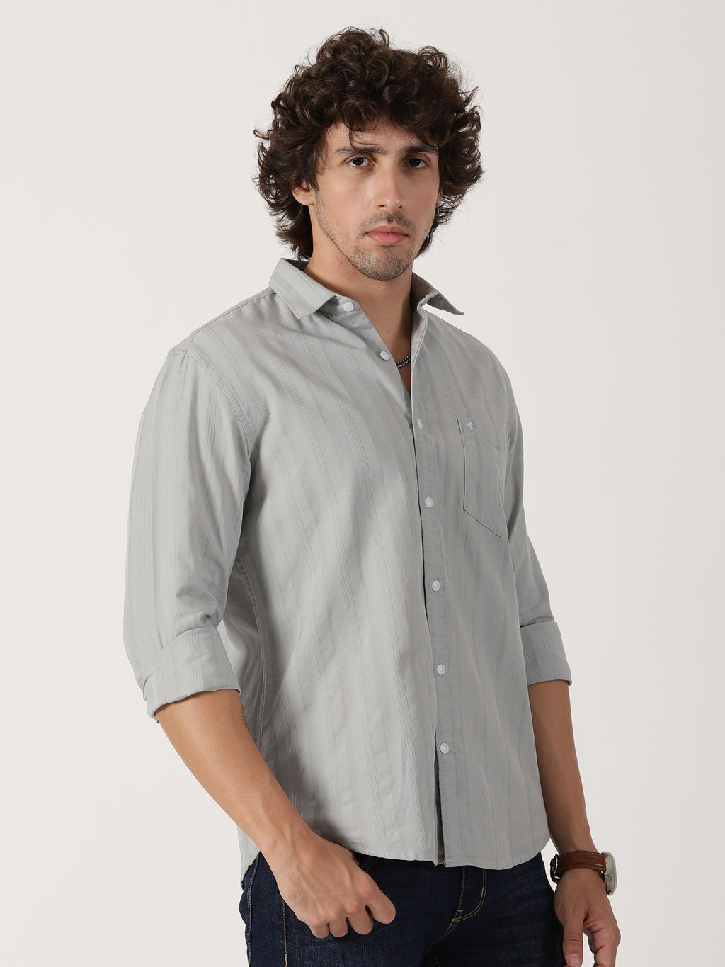 Light Grey Textured Shirt