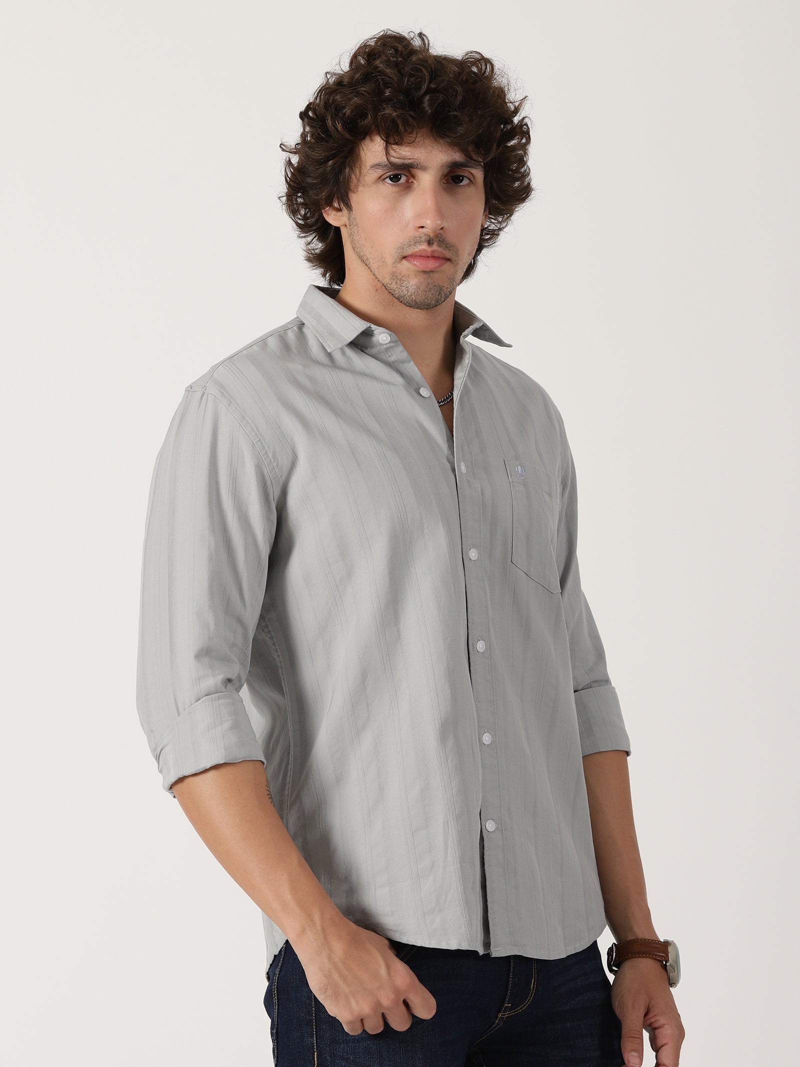 Light Grey Textured Shirt