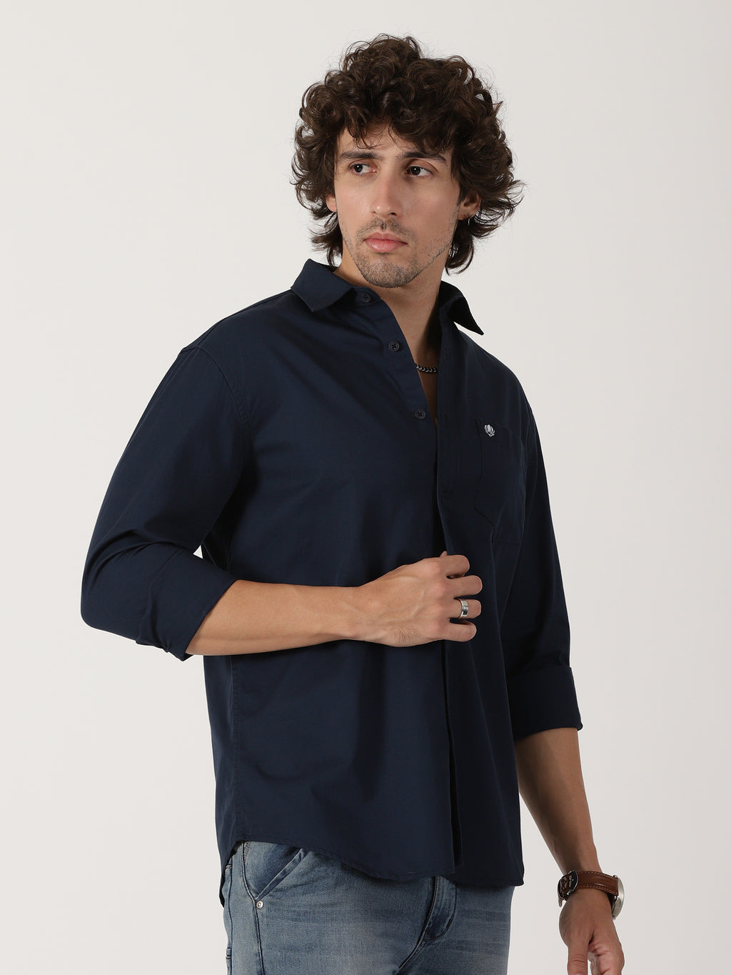 Navy Blue Solid Shirt