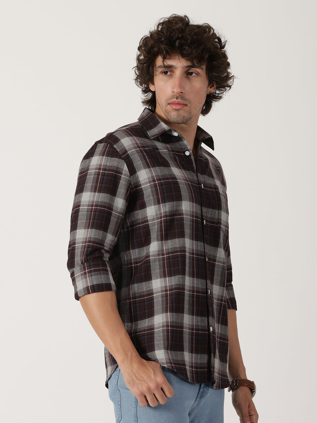 Brown & Grey Checked Shirt