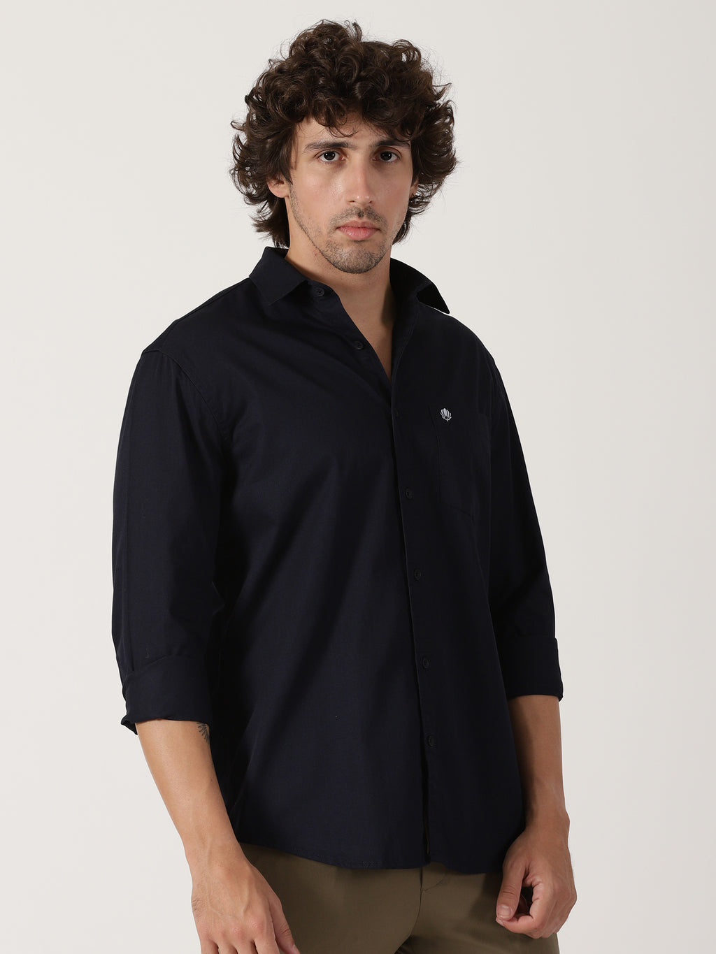 Navy Blue Solid Shirt