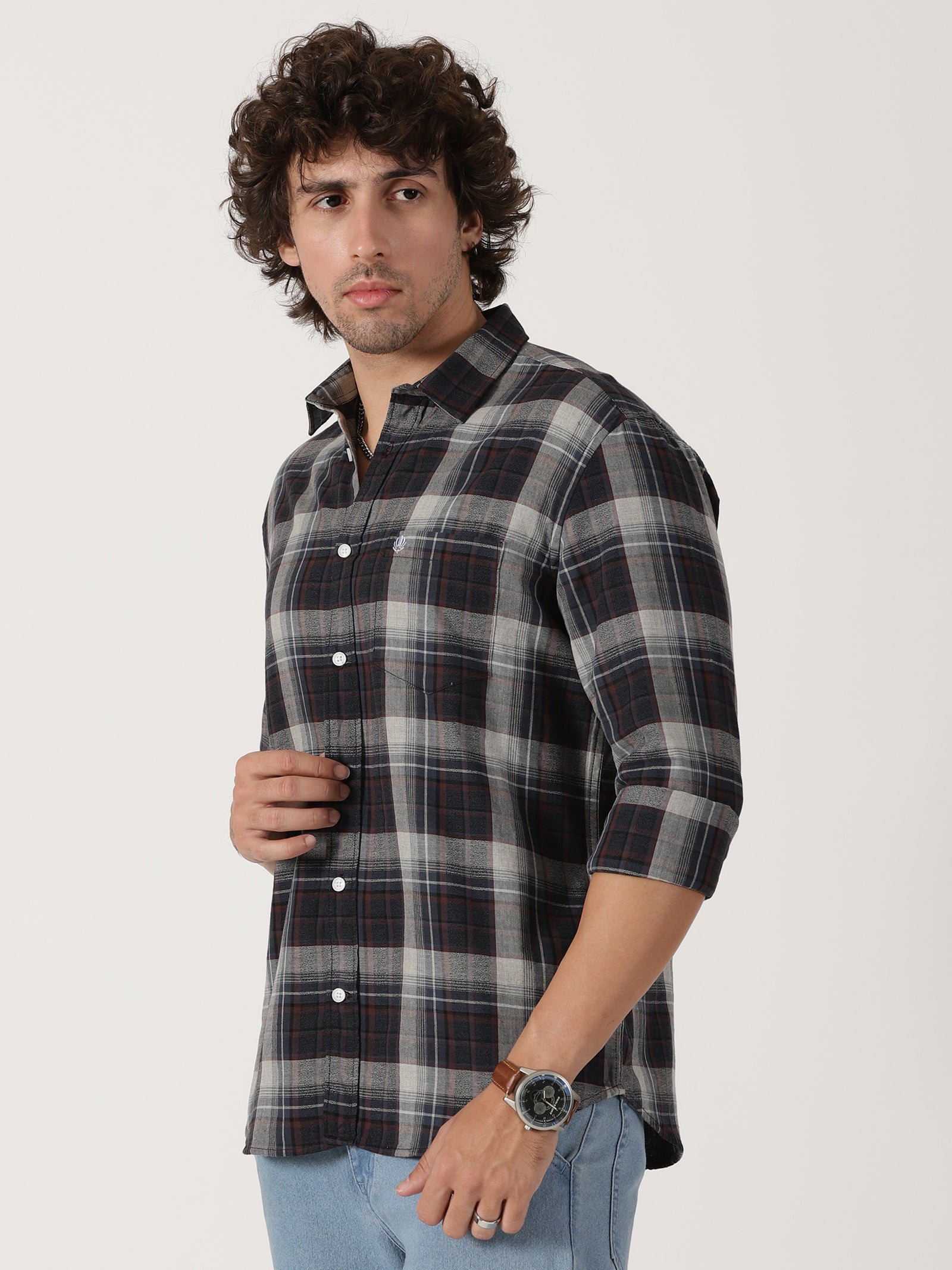 Grey & Black Checked Shirt