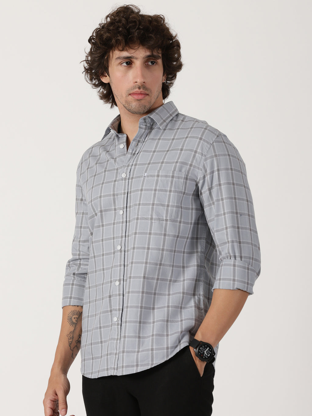 Light Grey Checked Shirt