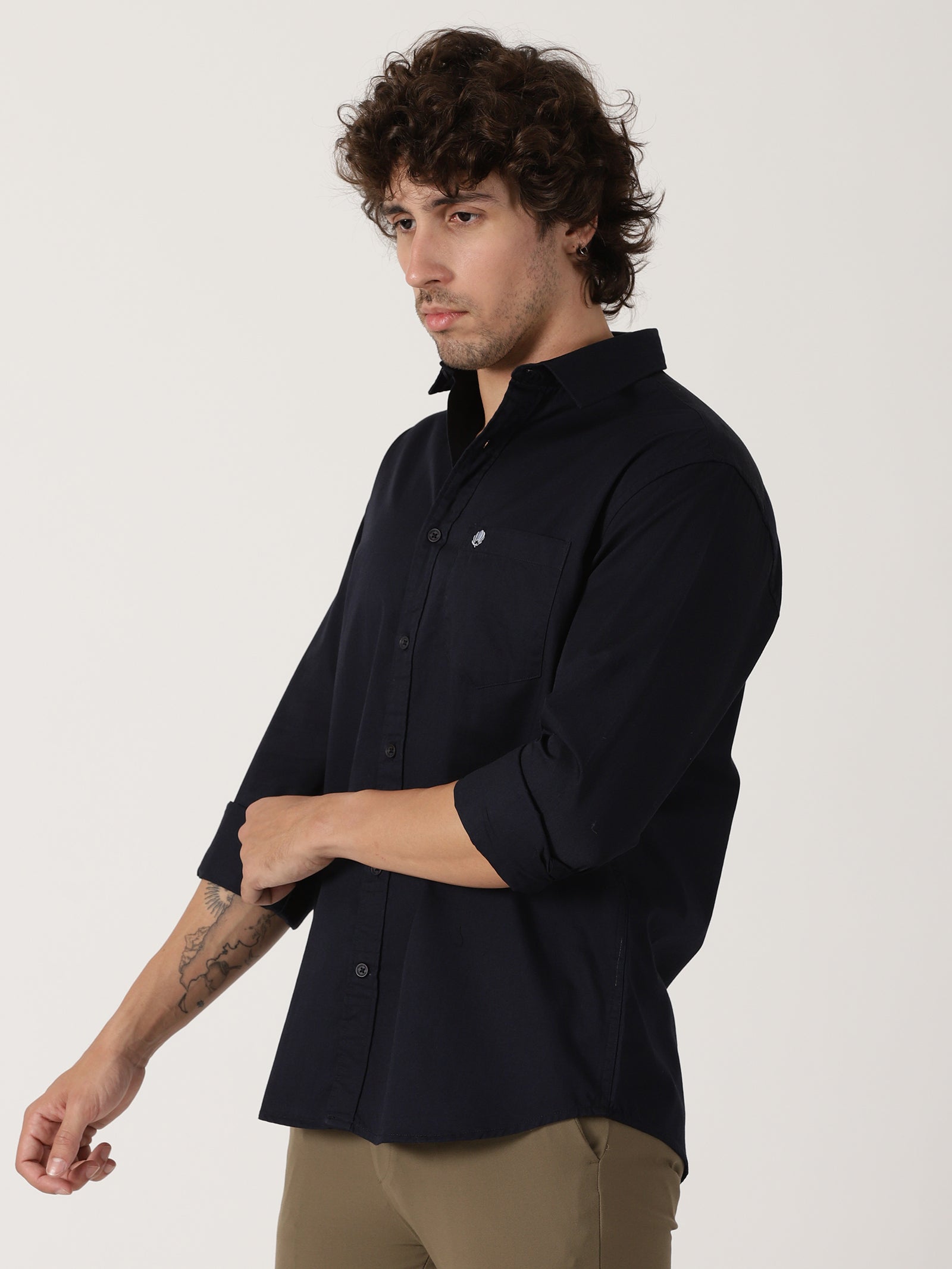 Navy Blue Solid Shirt