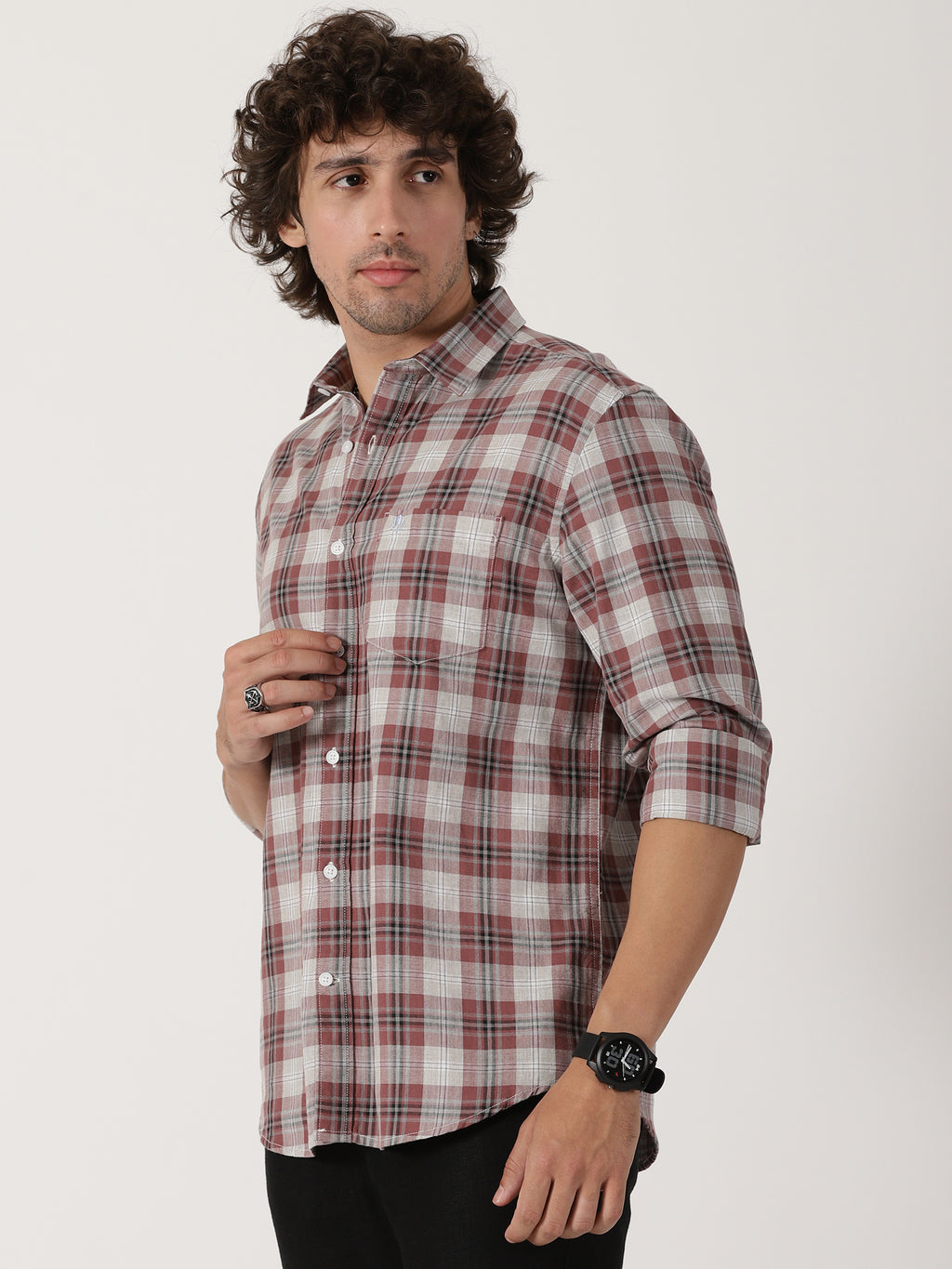 Maroon Checked Shirt