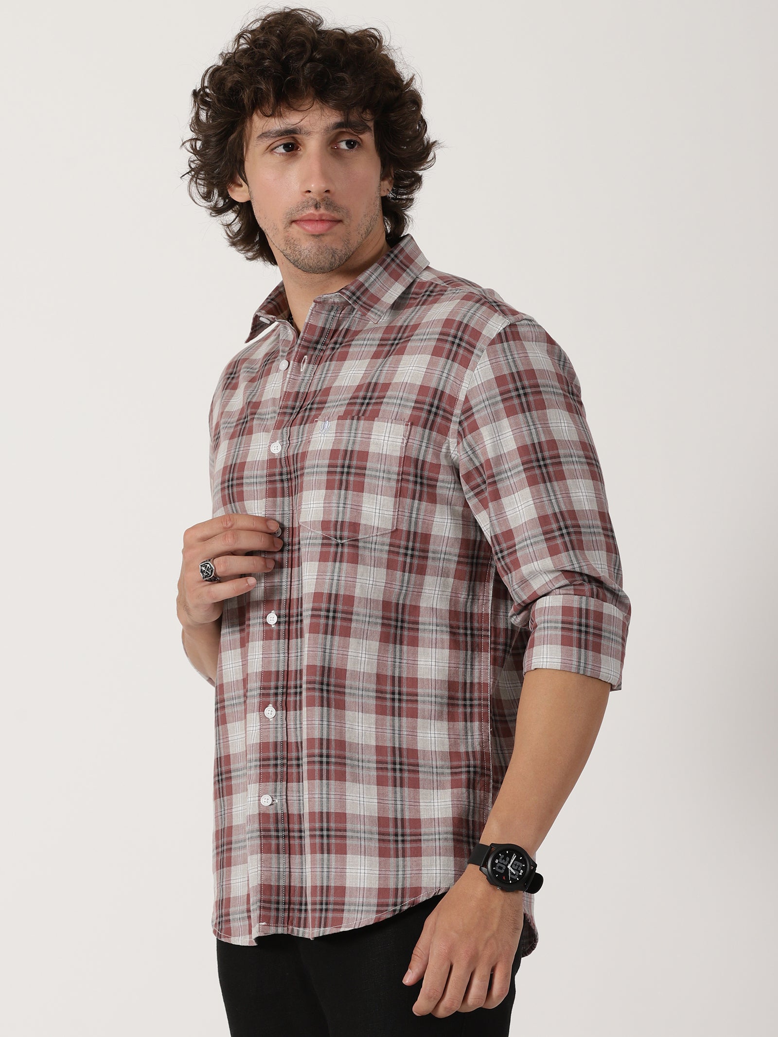 Maroon Checked Shirt