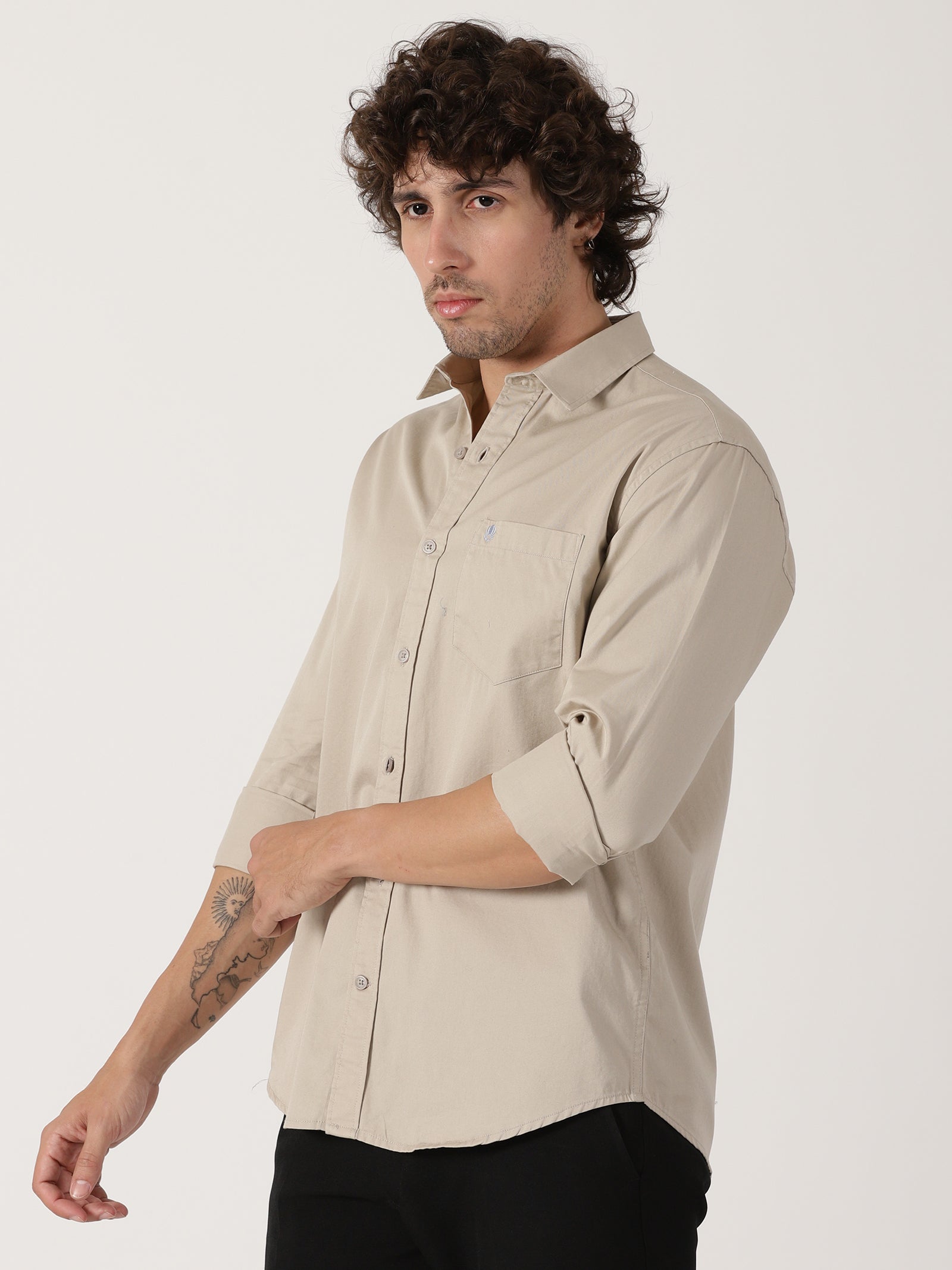 Beige Solid Shirt