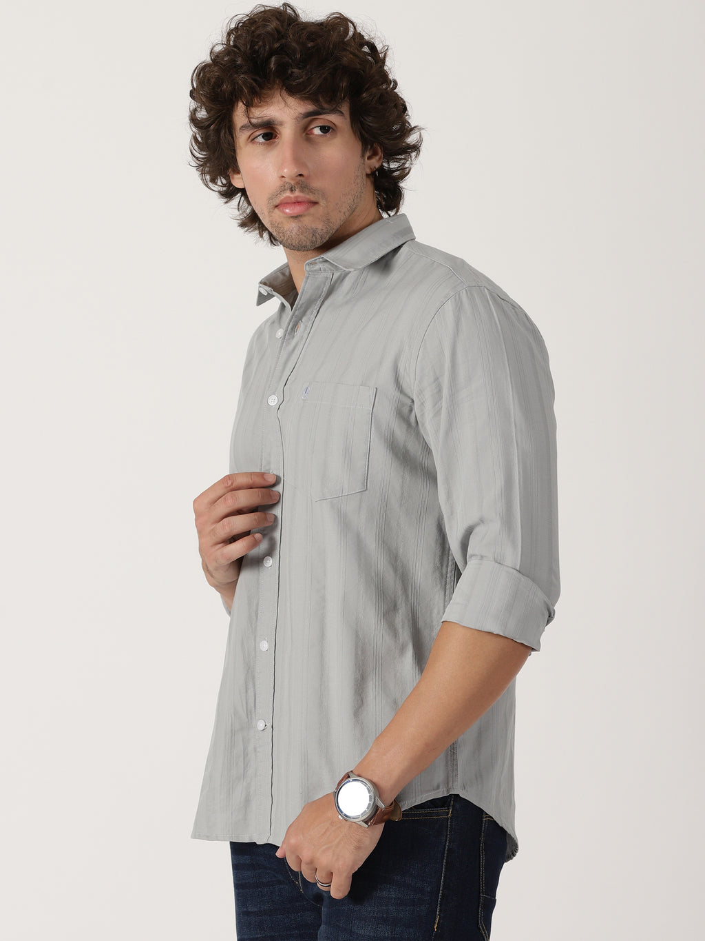 Light Grey Textured Shirt