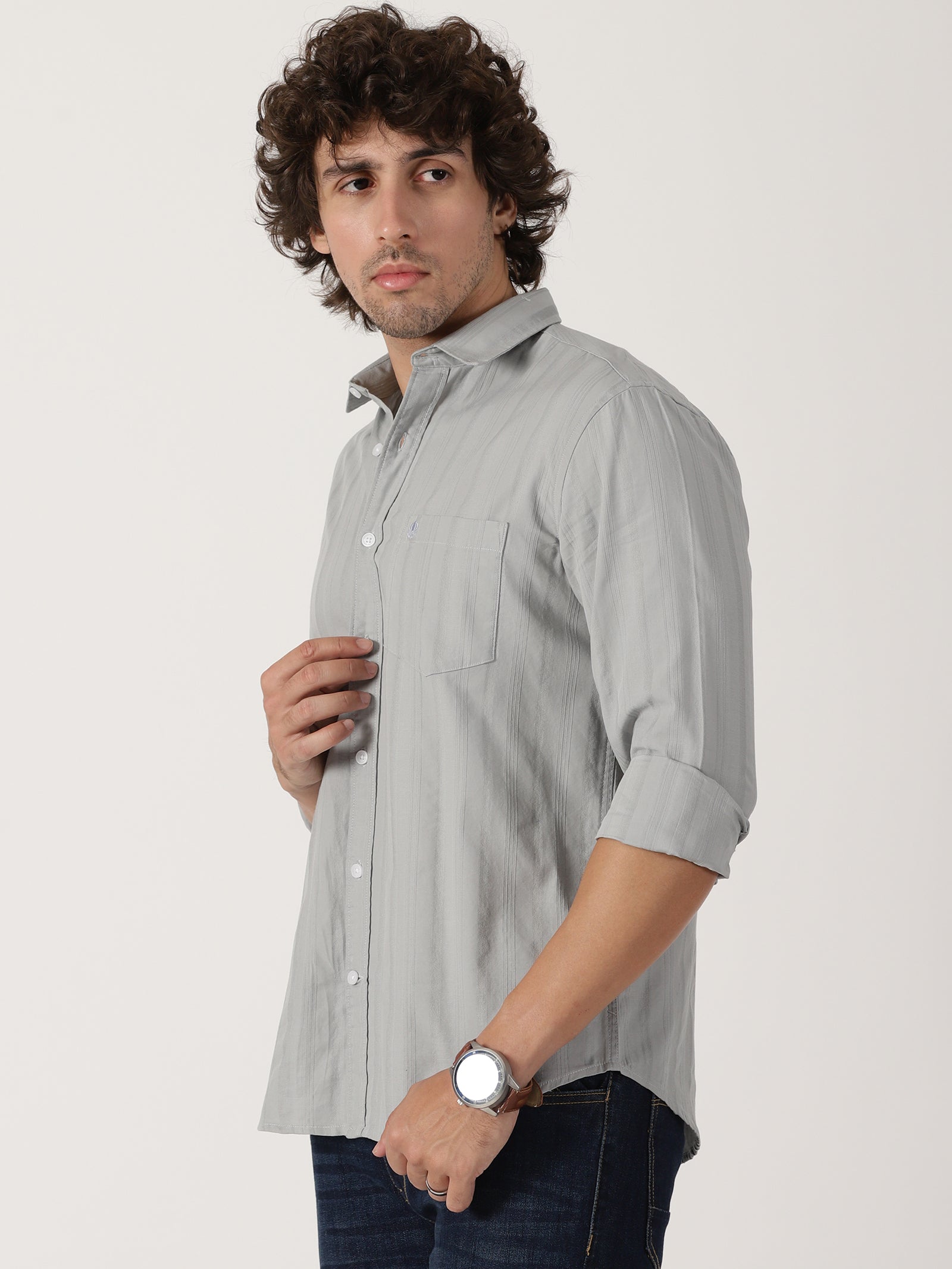 Light Grey Textured Shirt