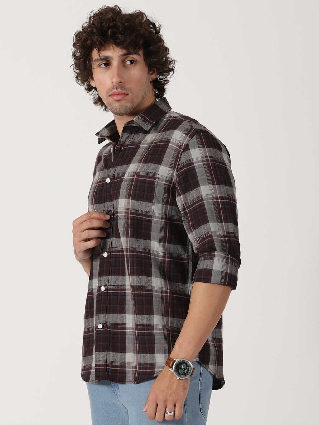 Brown & Grey Checked Shirt