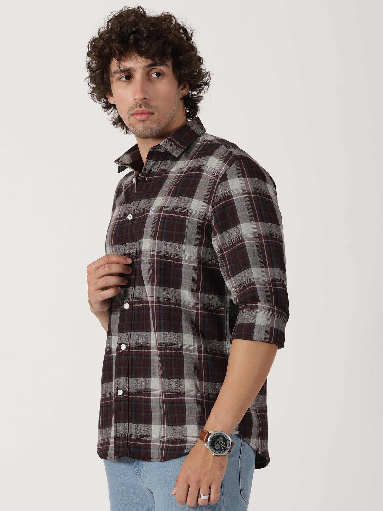 Brown & Grey Checked Shirt