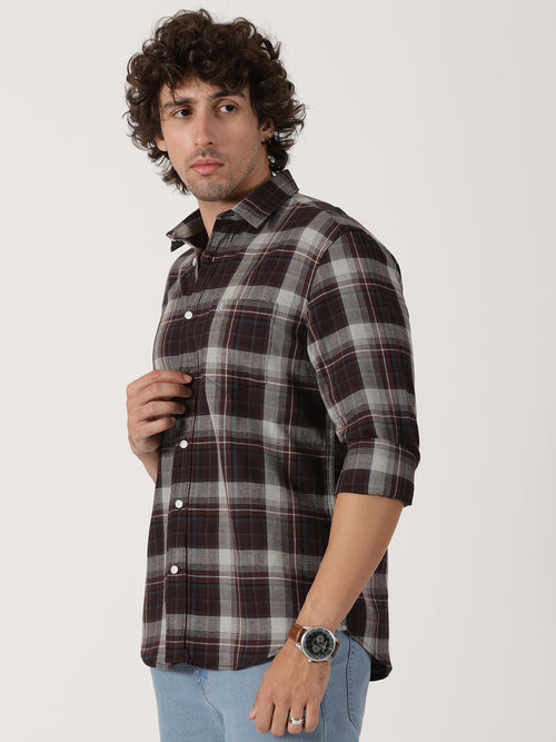 Brown & Grey Checked Shirt