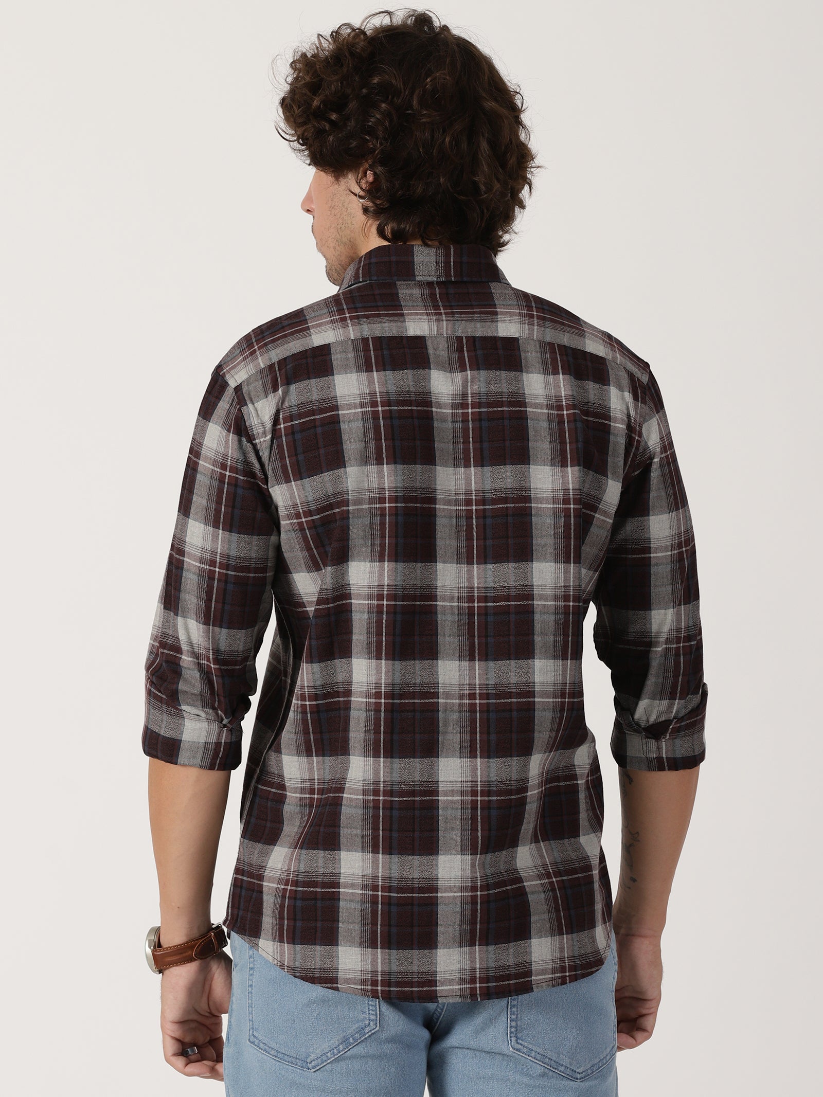 Brown & Grey Checked Shirt