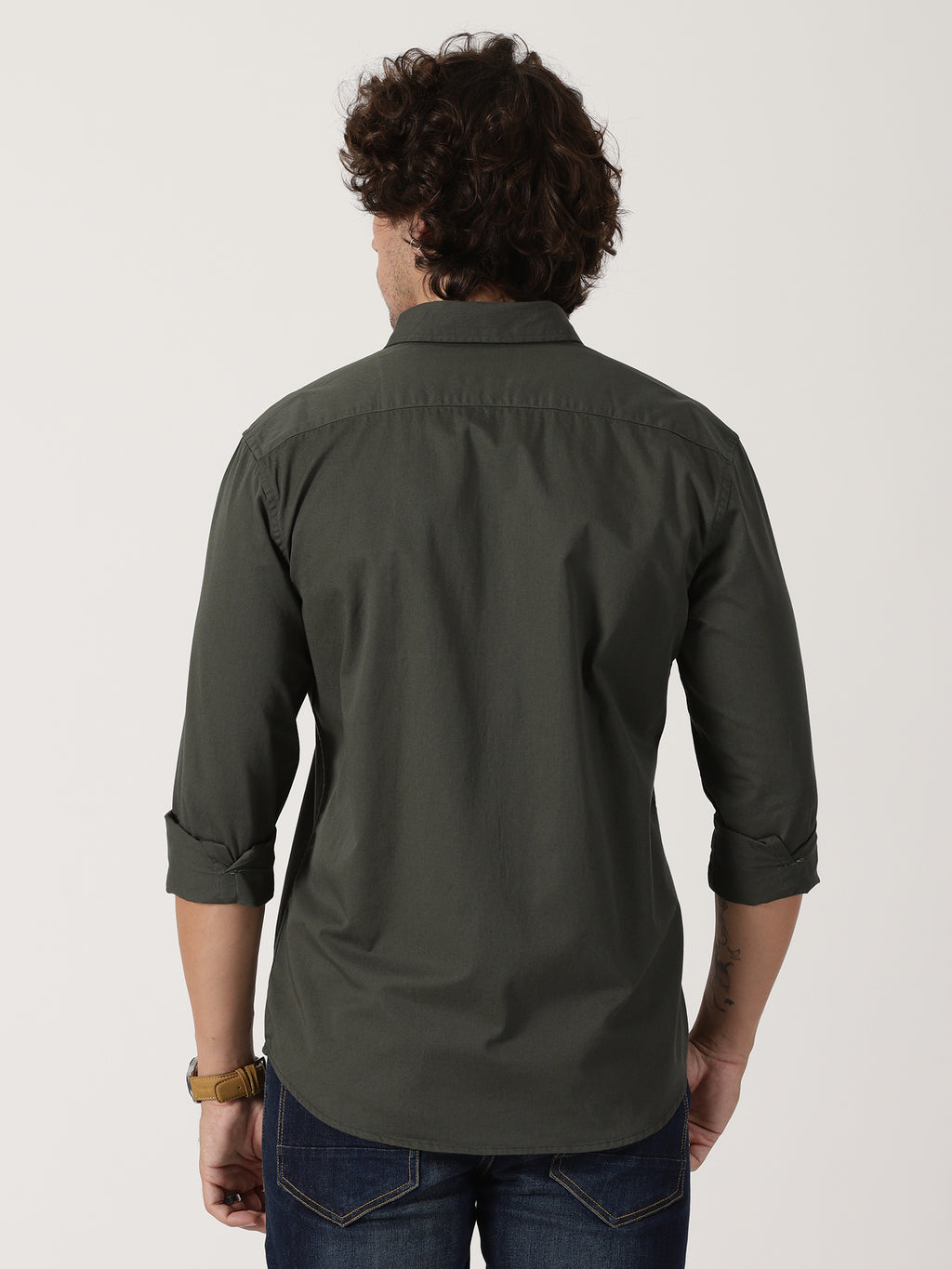 Olive Green Solid Shirt