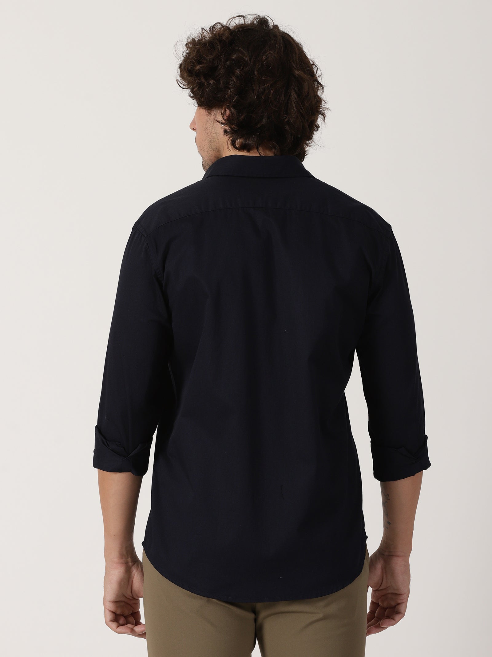 Navy Blue Solid Shirt