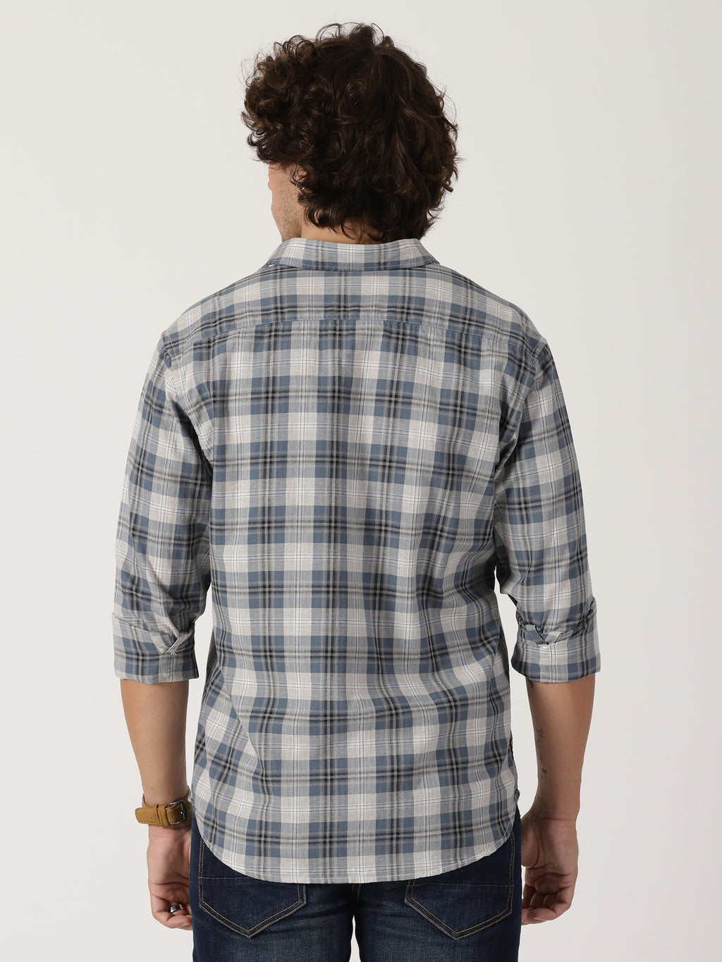Blue & Grey Checked Shirt