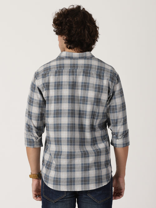 Blue & Grey Checked Shirt