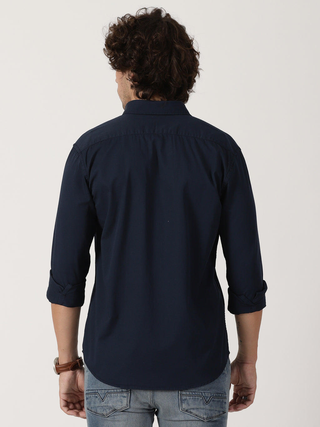 Navy Blue Solid Shirt