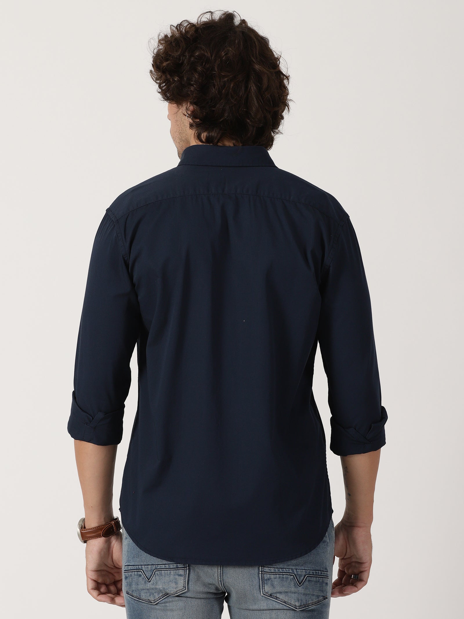 Navy Blue Solid Shirt