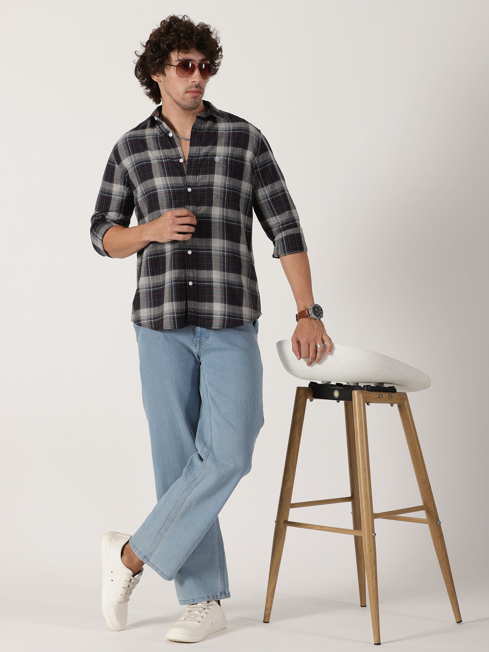 Grey & Black Checked Shirt