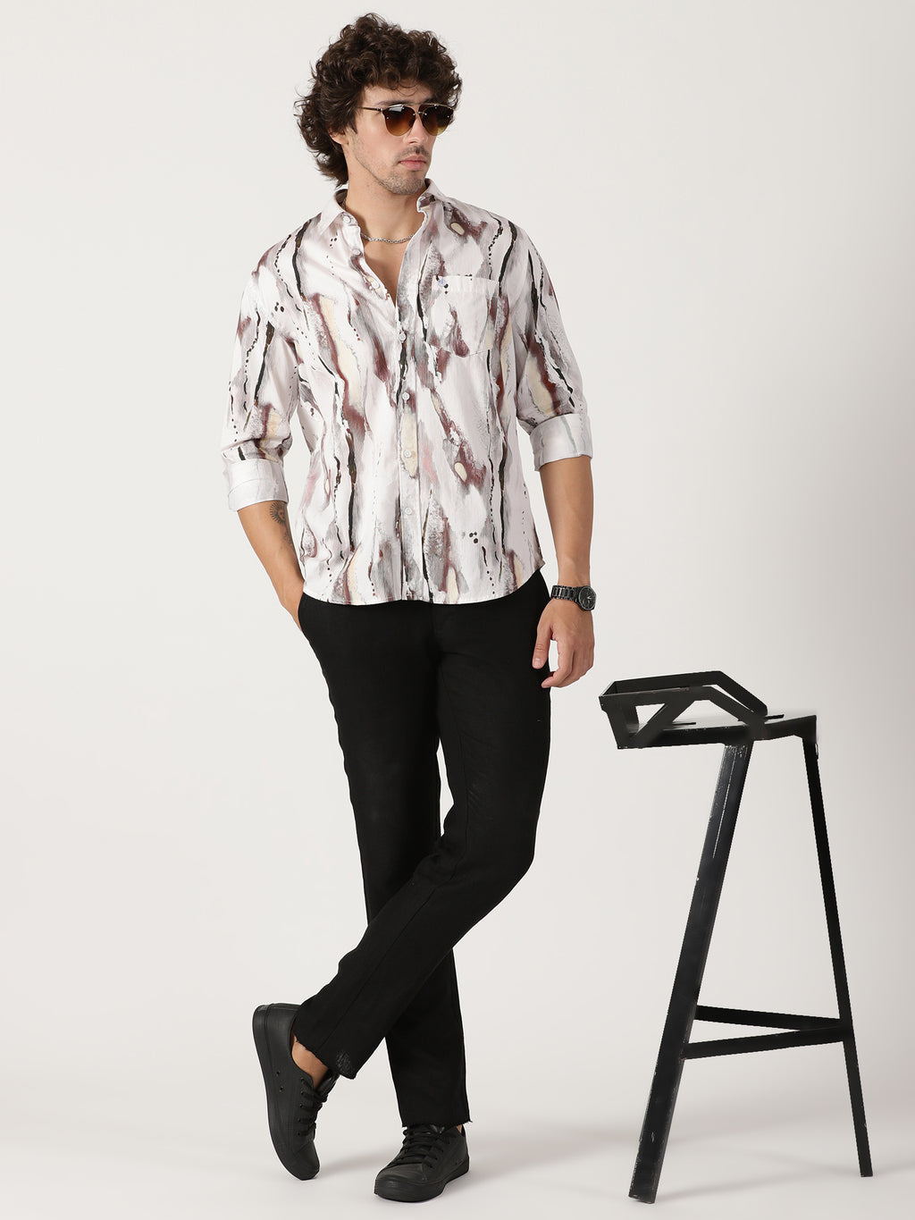 Abstract Brush Print Shirt