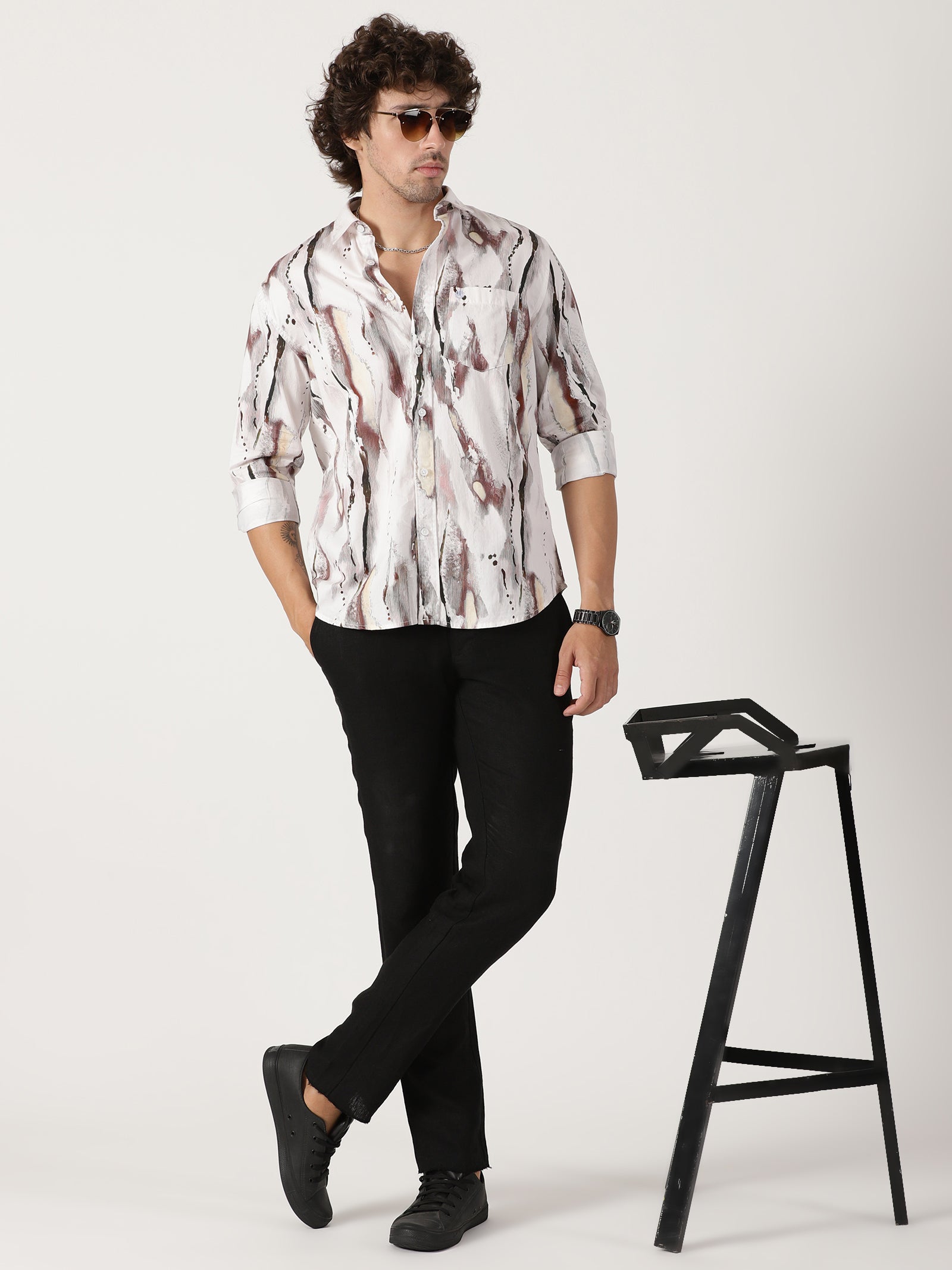 Abstract Brush Print Shirt