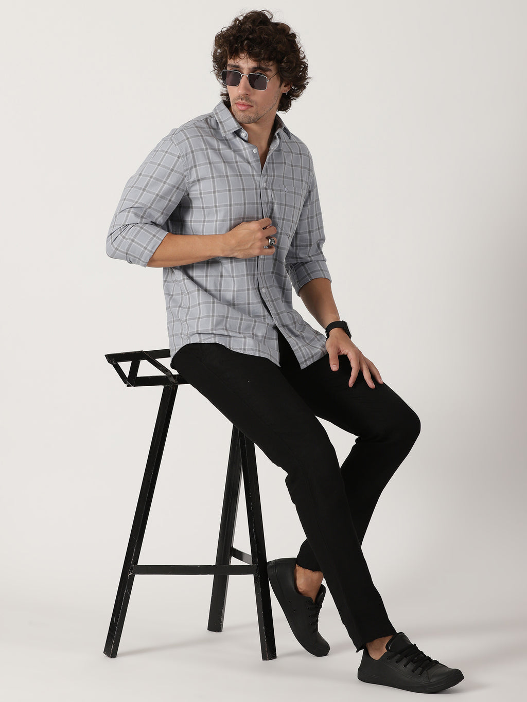 Light Grey Checked Shirt