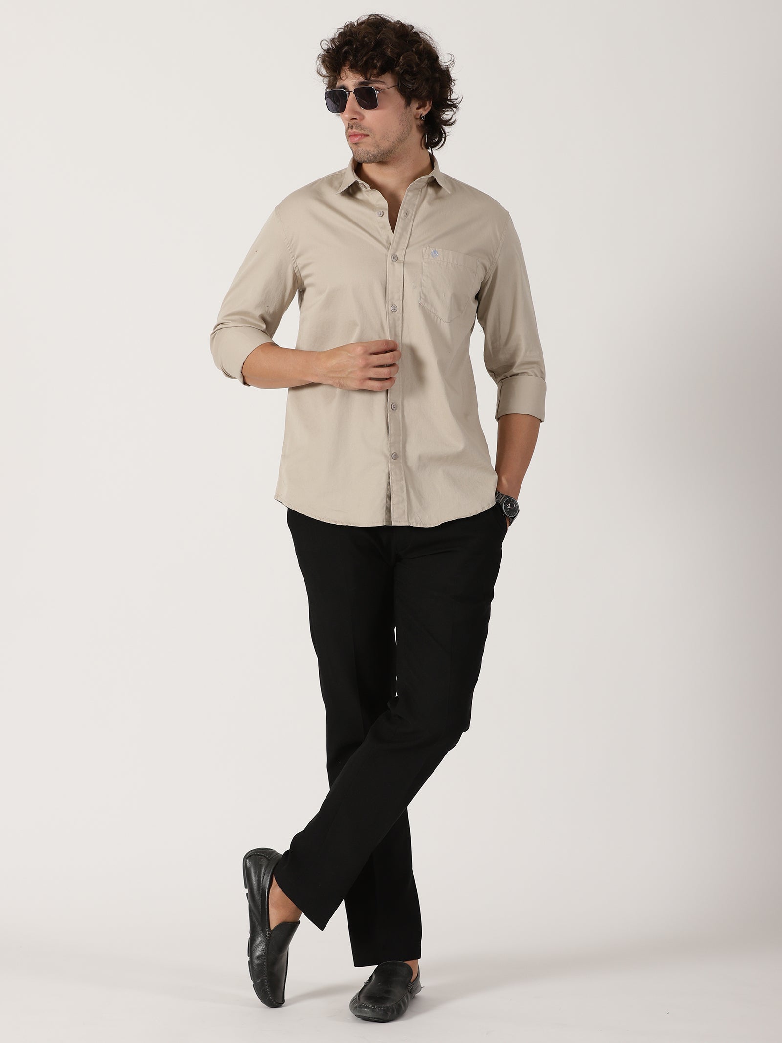 Beige Solid Shirt