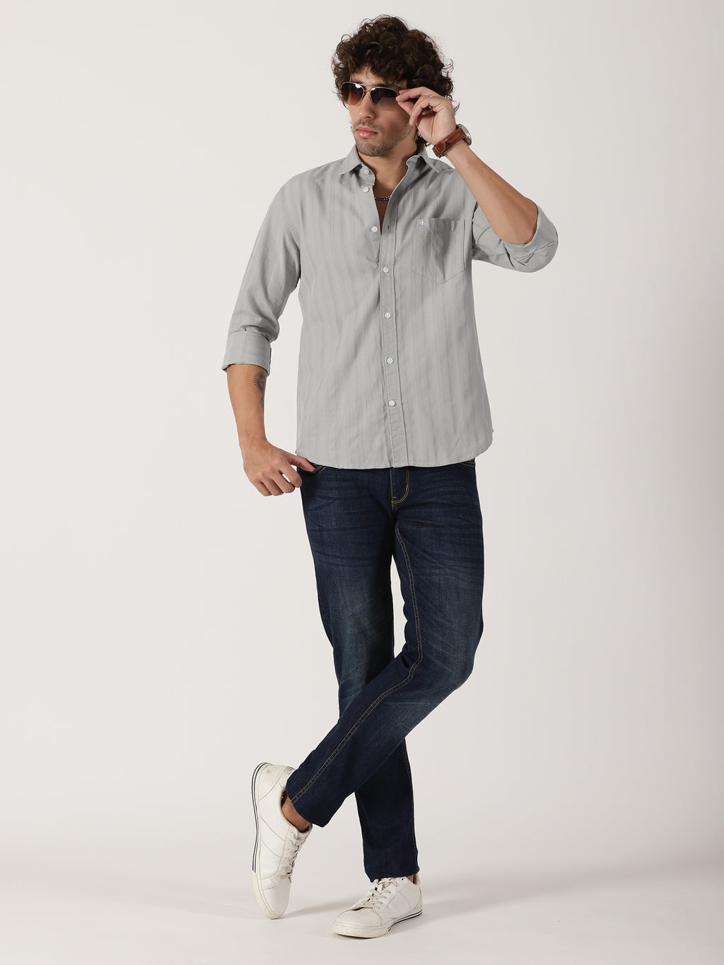 Light Grey Textured Shirt