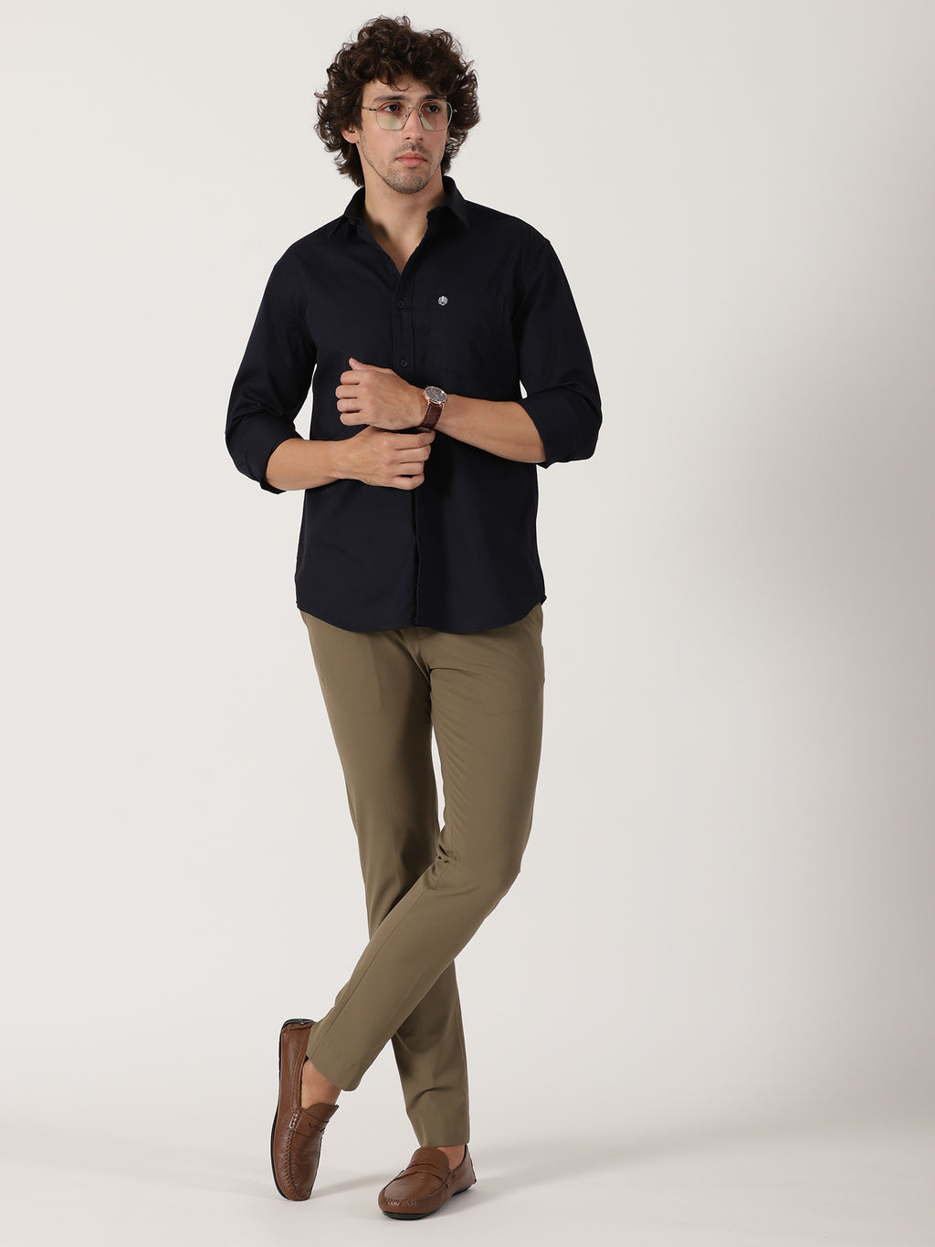 Navy Blue Solid Shirt