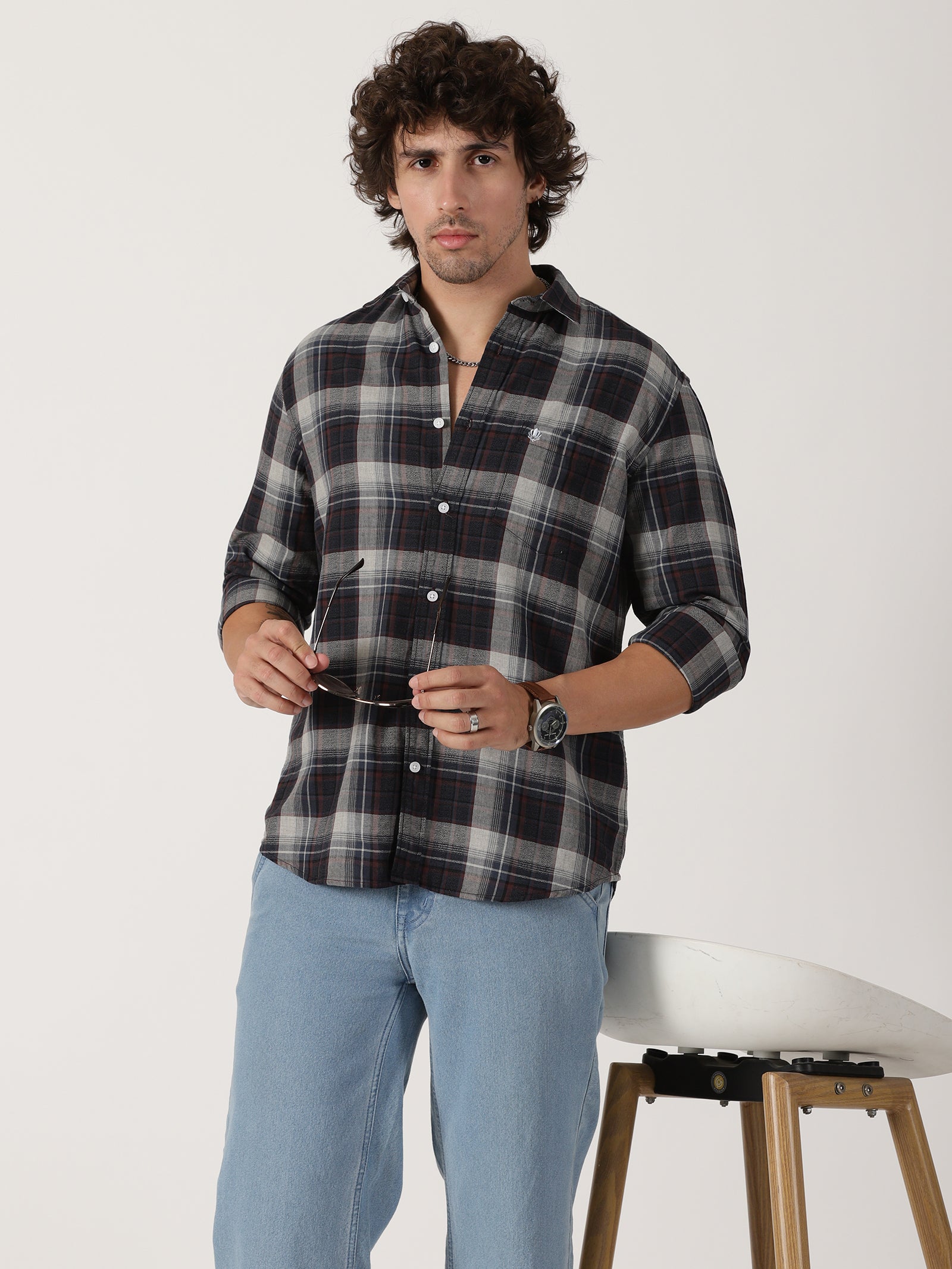 Grey & Black Checked Shirt