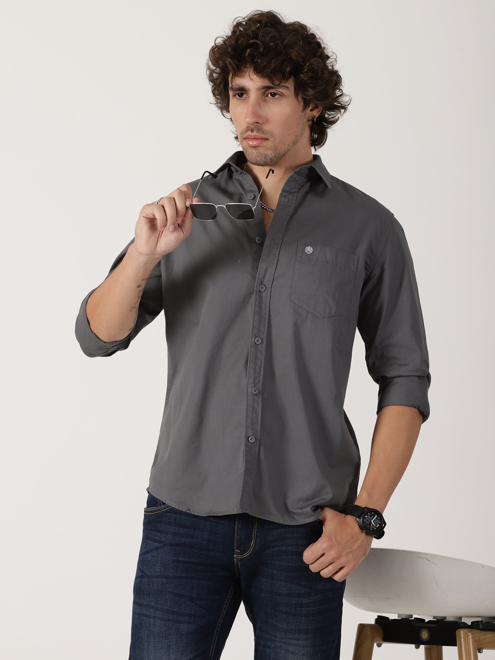 Charcoal Grey Solid Shirt