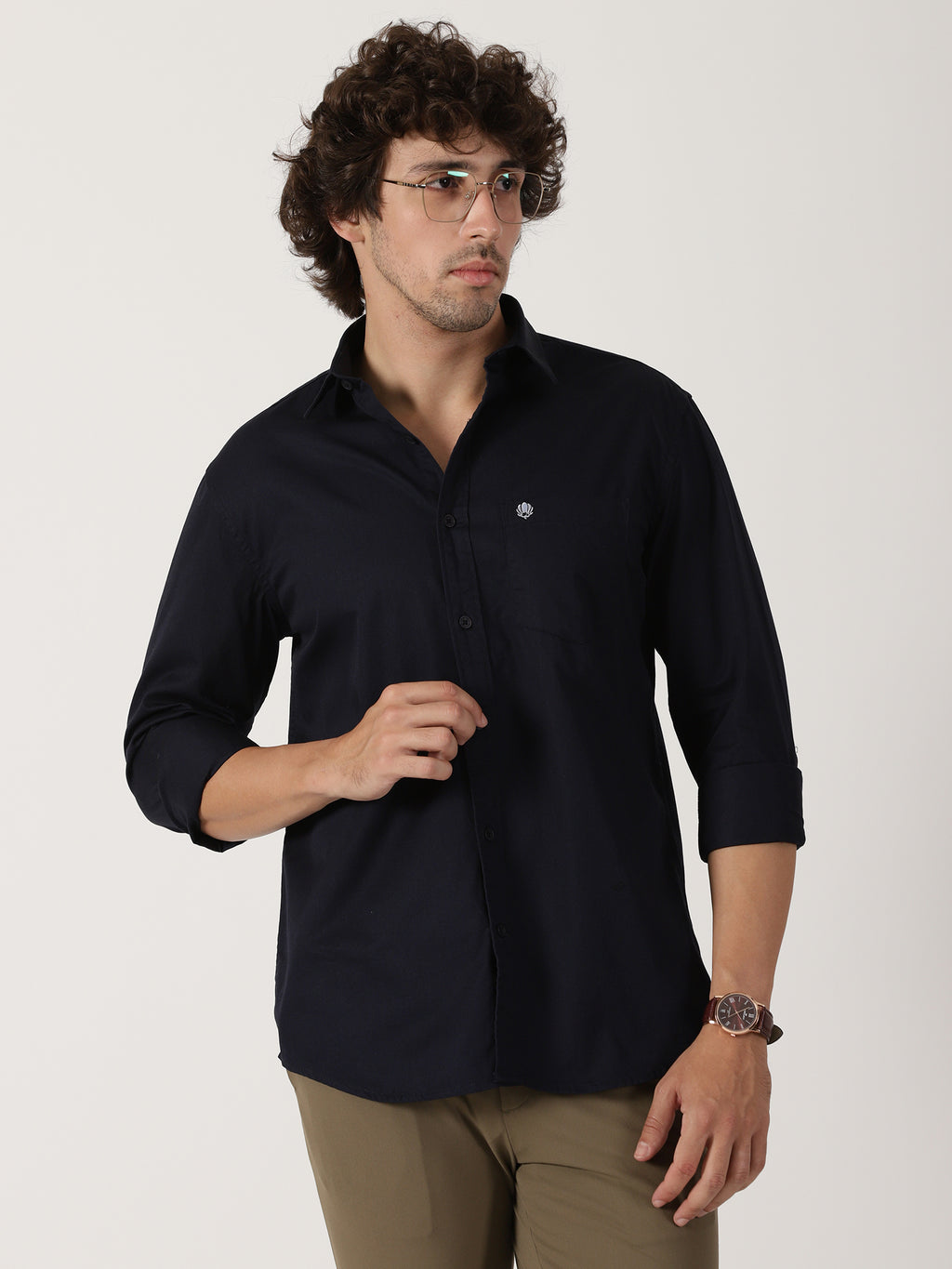 Navy Blue Solid Shirt
